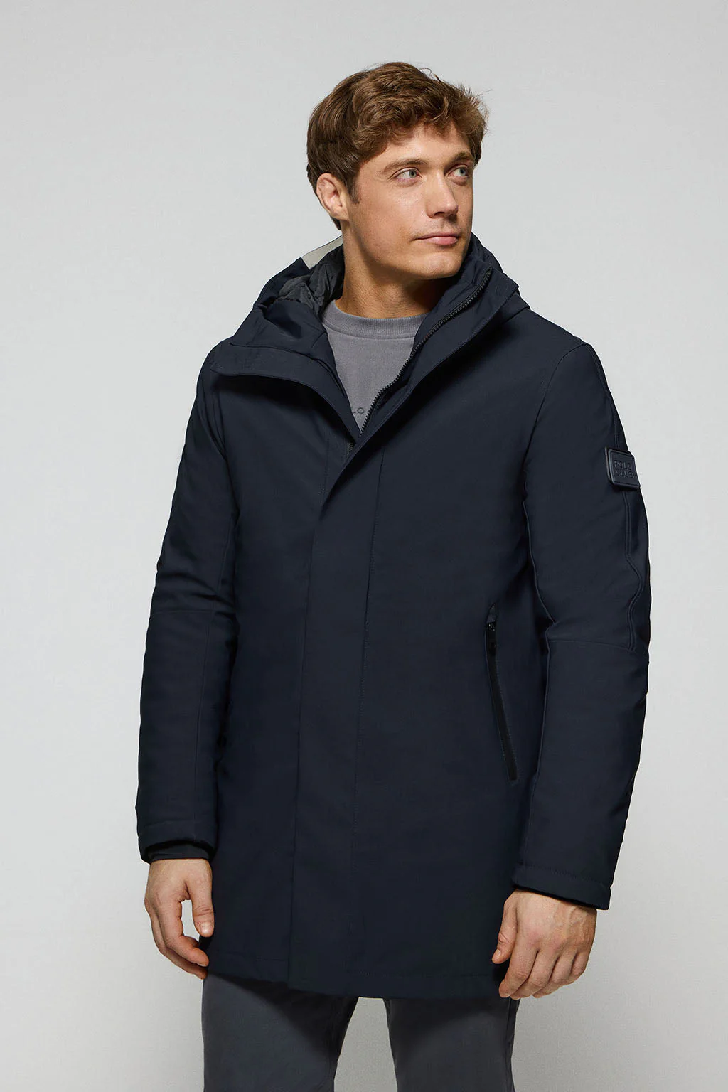 Navy-blue coat Mackey with fixed hood and Polo Club details