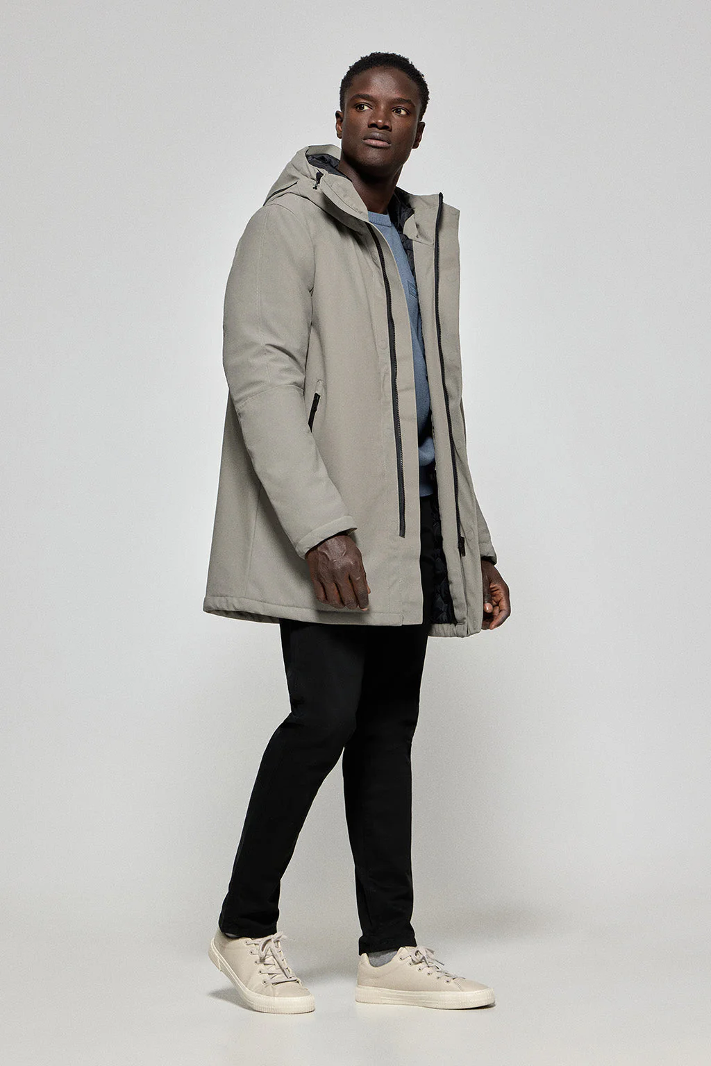 Stone-grey coat Mackey with fixed hood and Polo Club details - Image 3