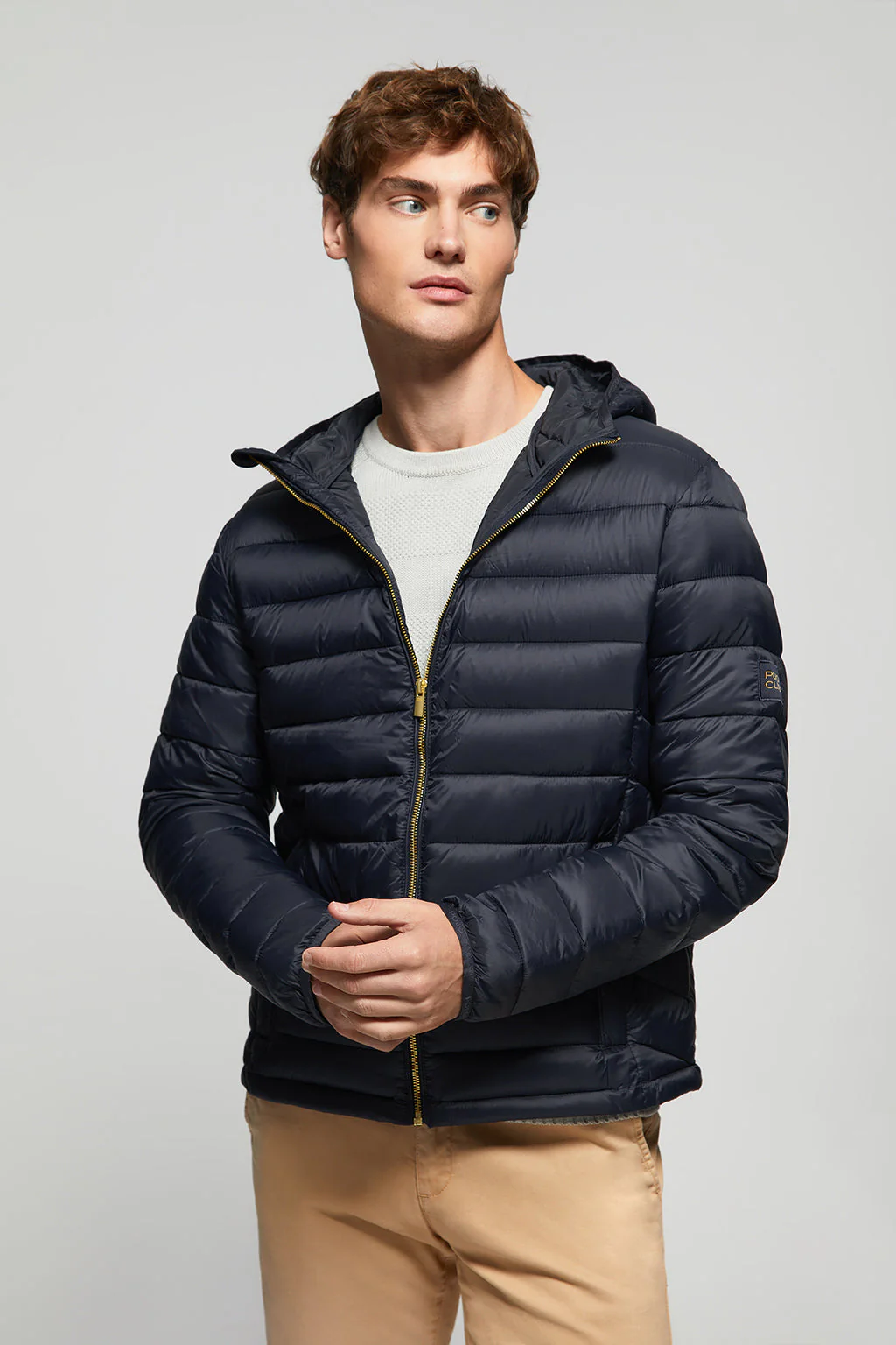 Navy ultralight recycled Mickael jacket with Polo Club textile label and hood - Image 2
