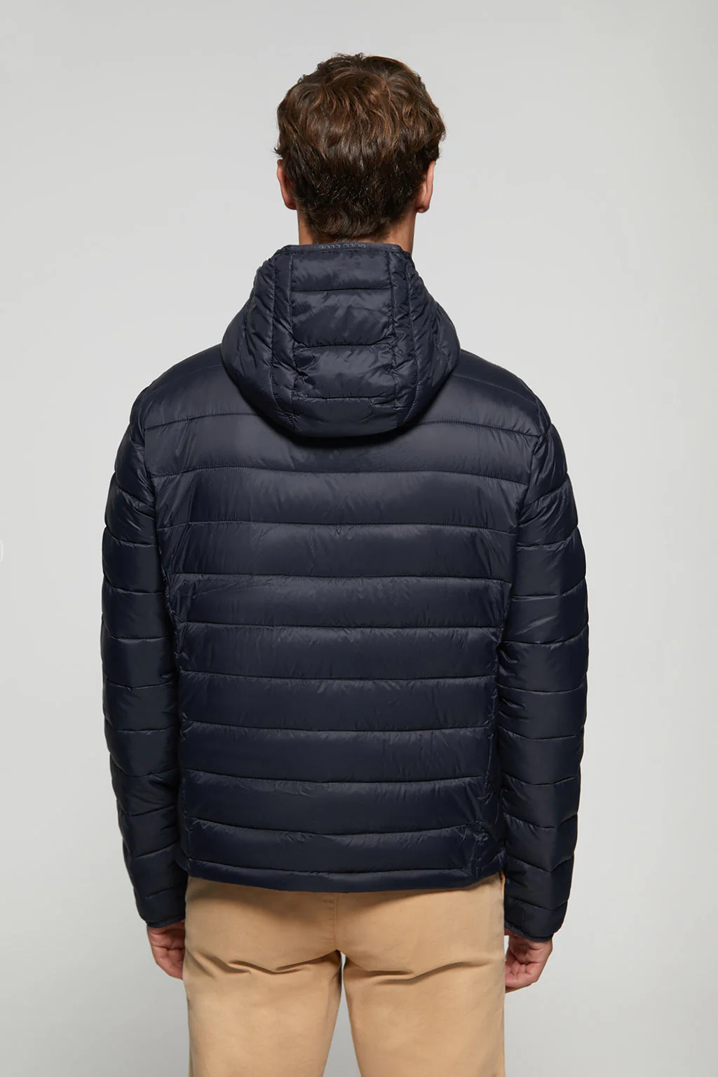 Navy ultralight recycled Mickael jacket with Polo Club textile label and hood - Image 4