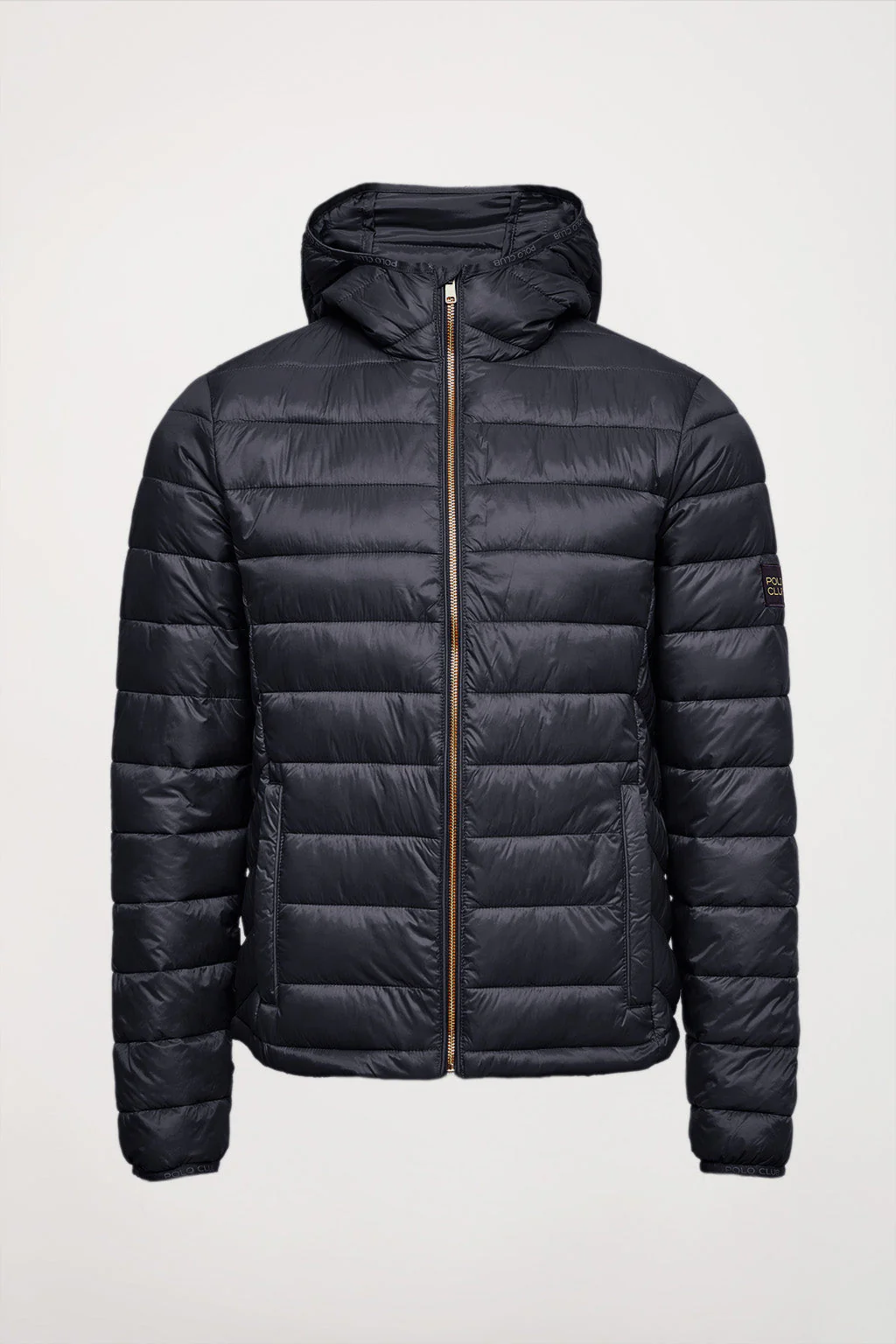 Navy ultralight recycled Mickael jacket with Polo Club textile label and hood - Image 7