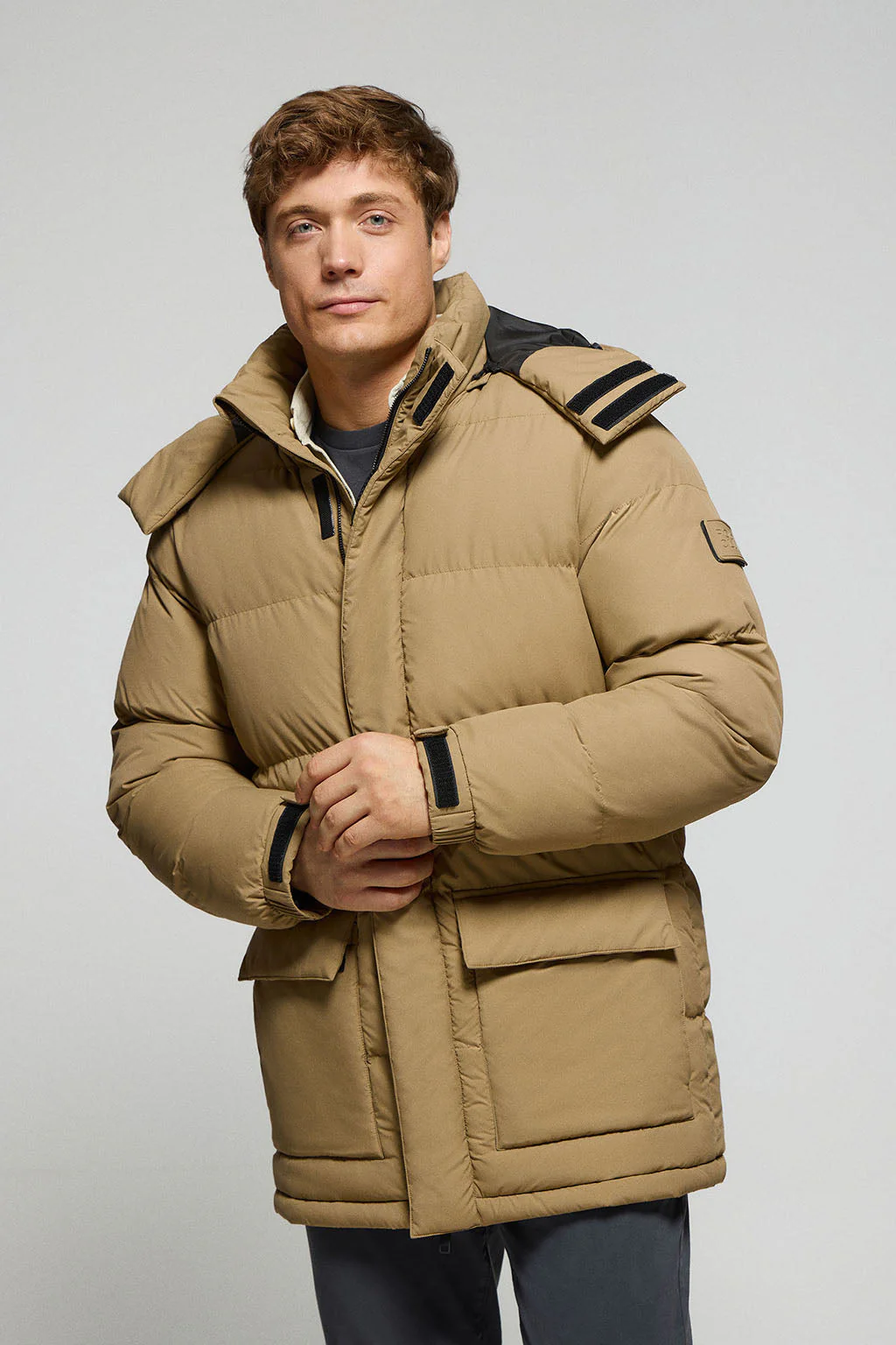 Beige jacket Midtown with detachable hood and Polo Club details