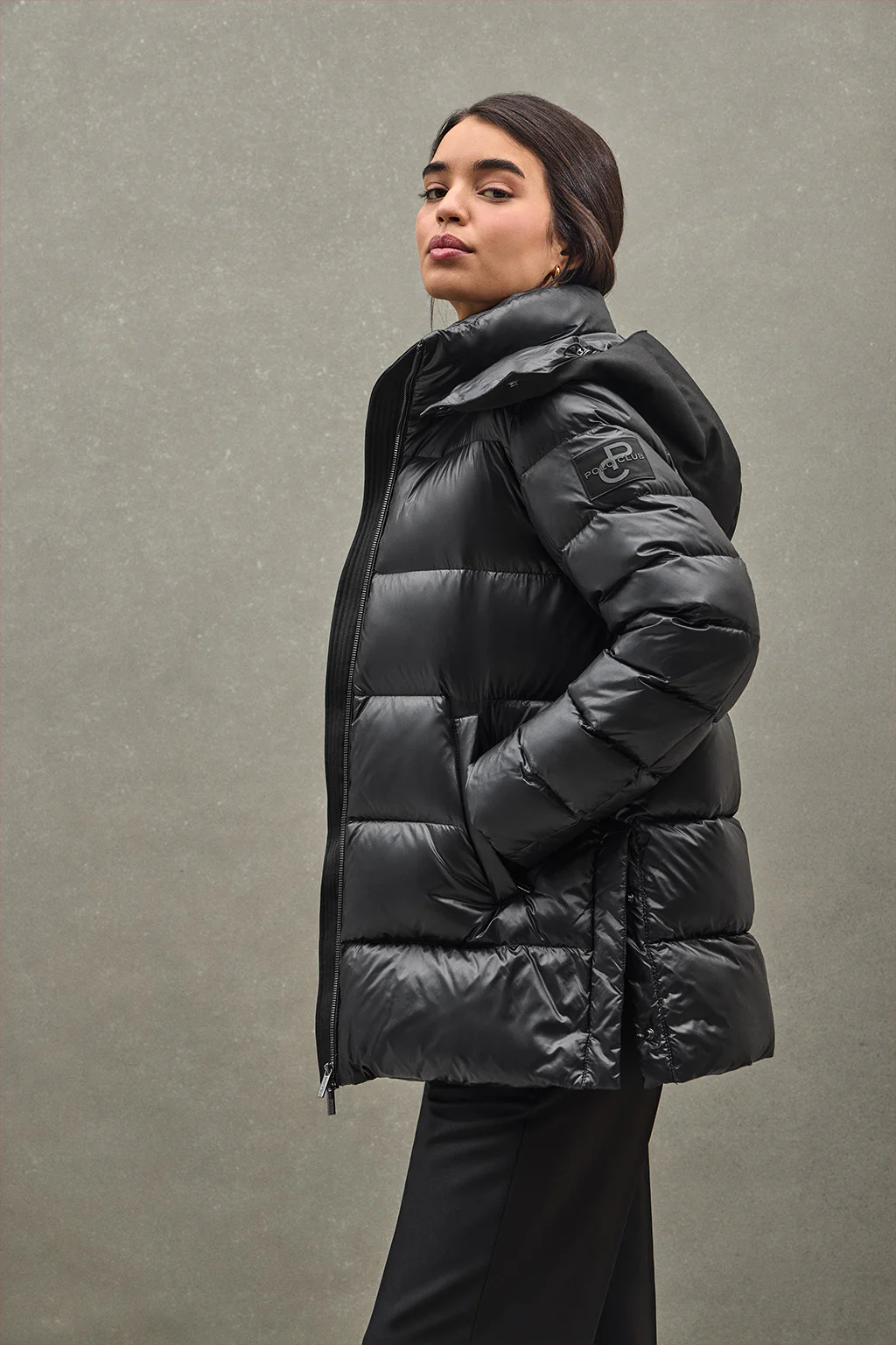 Down jacket Ofelia in black with Polo Club logo