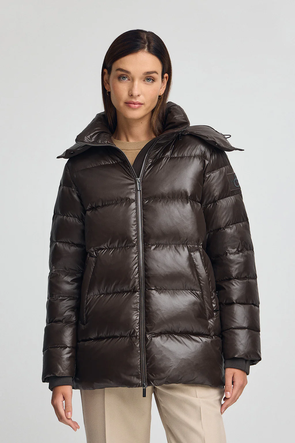 Down jacket Ofelia in brown with Polo Club logo