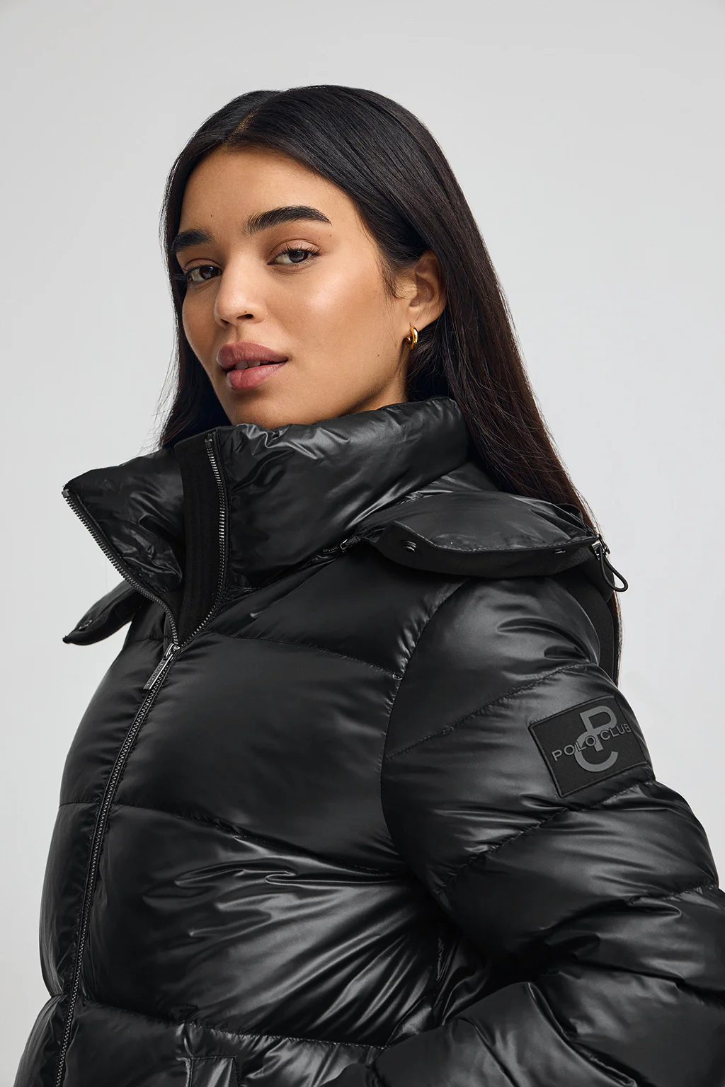 Down jacket Olena in black with Polo Club logo - Image 3