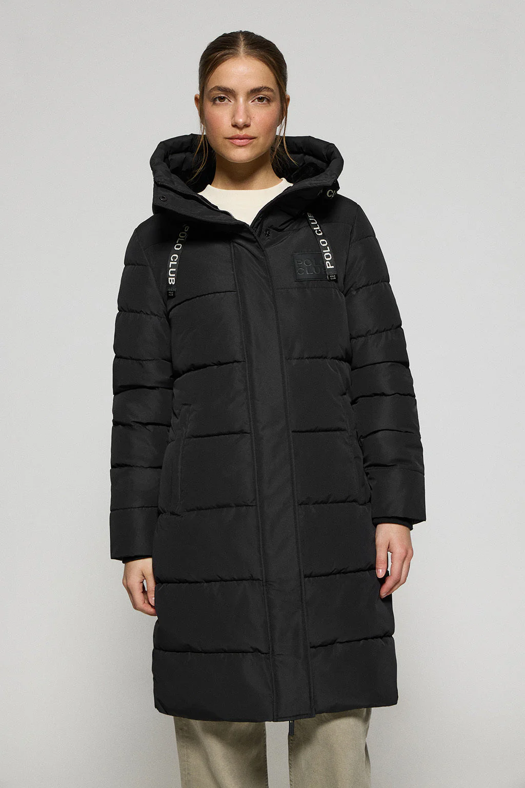 Black coat Polar with fixed hood and Polo Club details