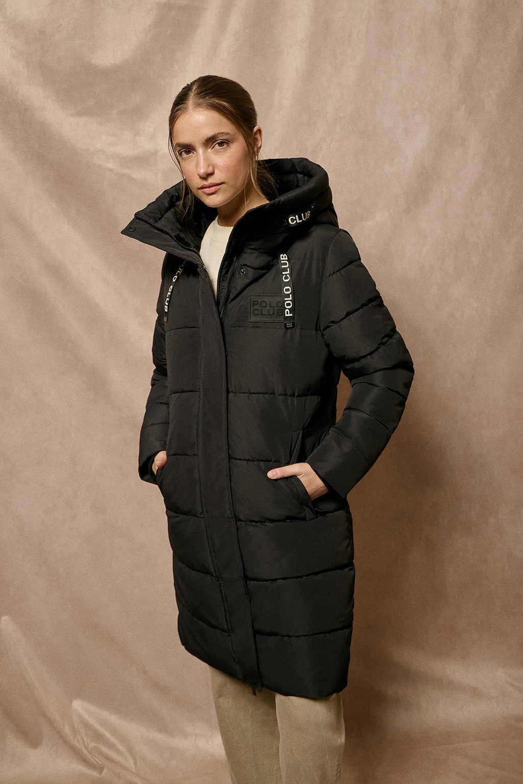 Black coat Polar with fixed hood and Polo Club details - Image 6