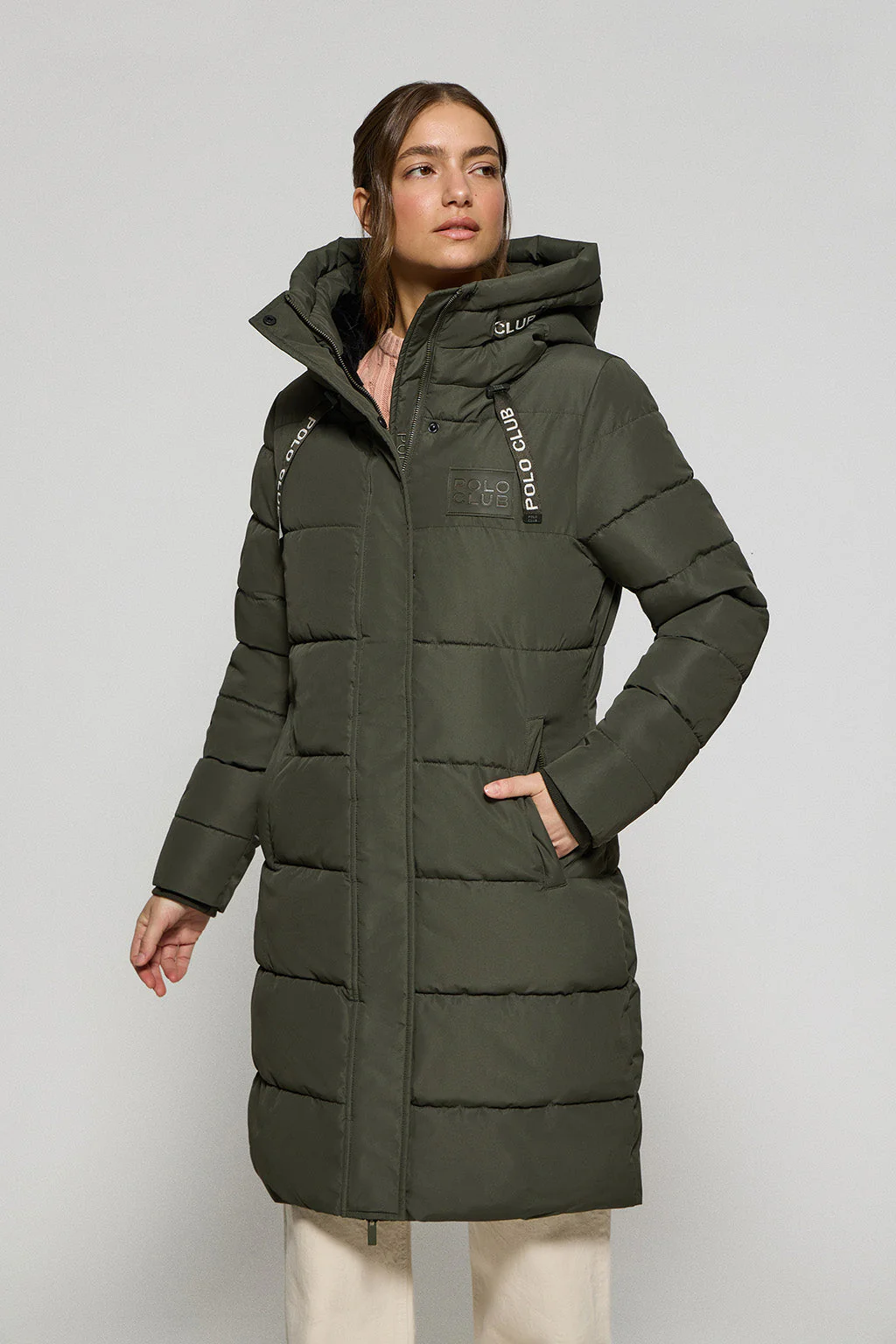 Green coat Polar with fixed hood and Polo Club details