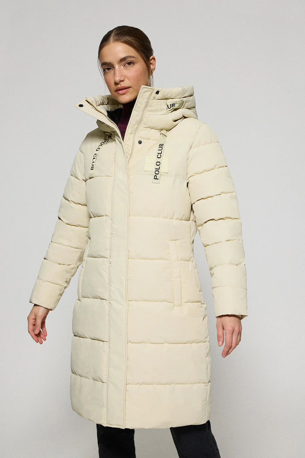 Beige coat Polar with fixed hood and Polo Club details
