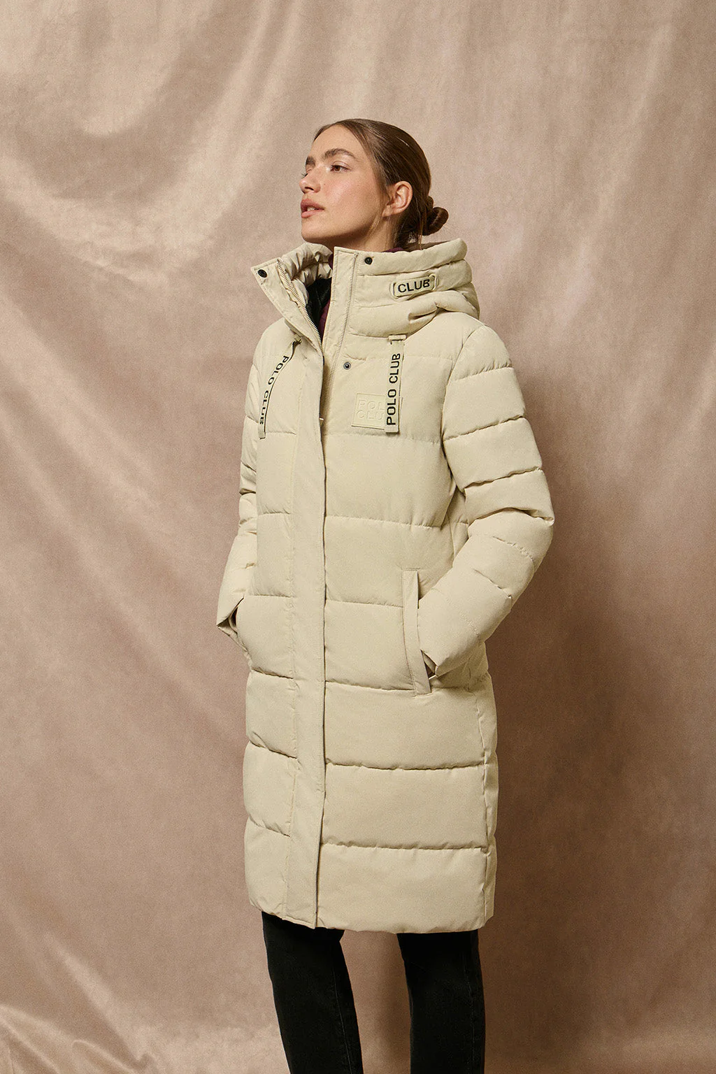 Beige coat Polar with fixed hood and Polo Club details - Image 5