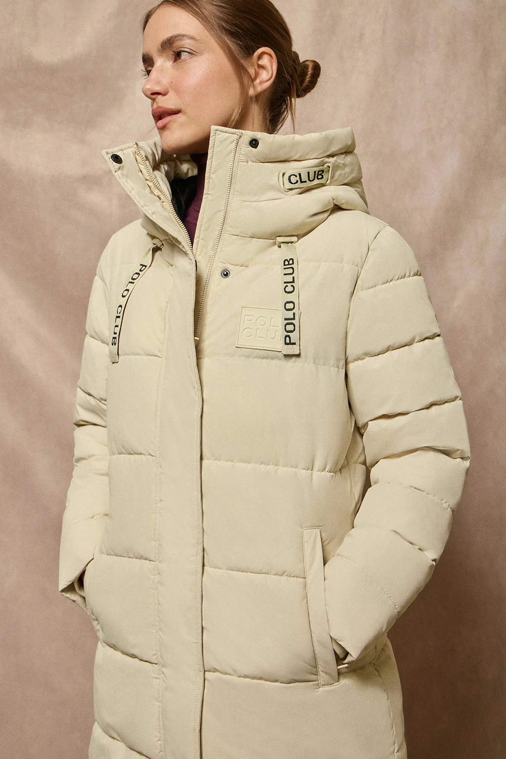 Beige coat Polar with fixed hood and Polo Club details - Image 6