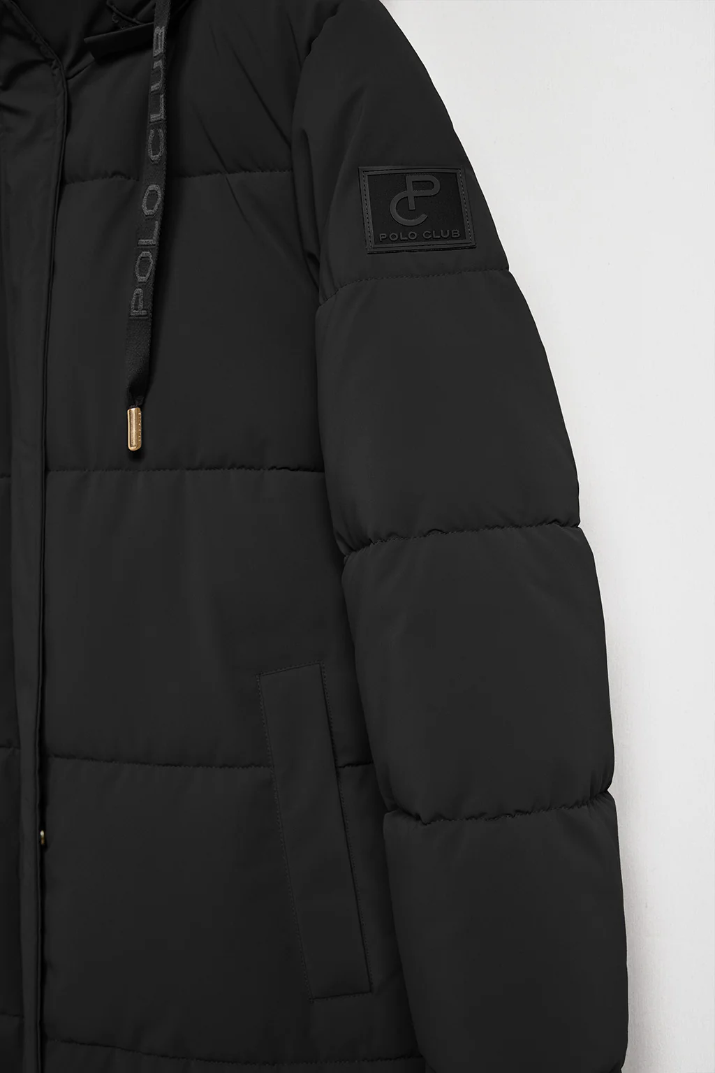 Black coat Roma with detachable hood and Polo Club details - Image 10