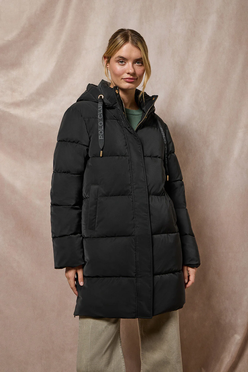 Black coat Roma with detachable hood and Polo Club details - Image 15
