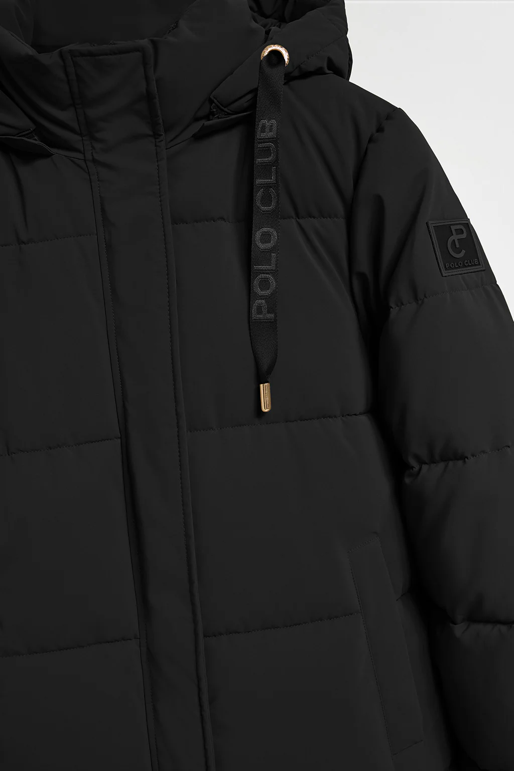 Black coat Roma with detachable hood and Polo Club details - Image 9
