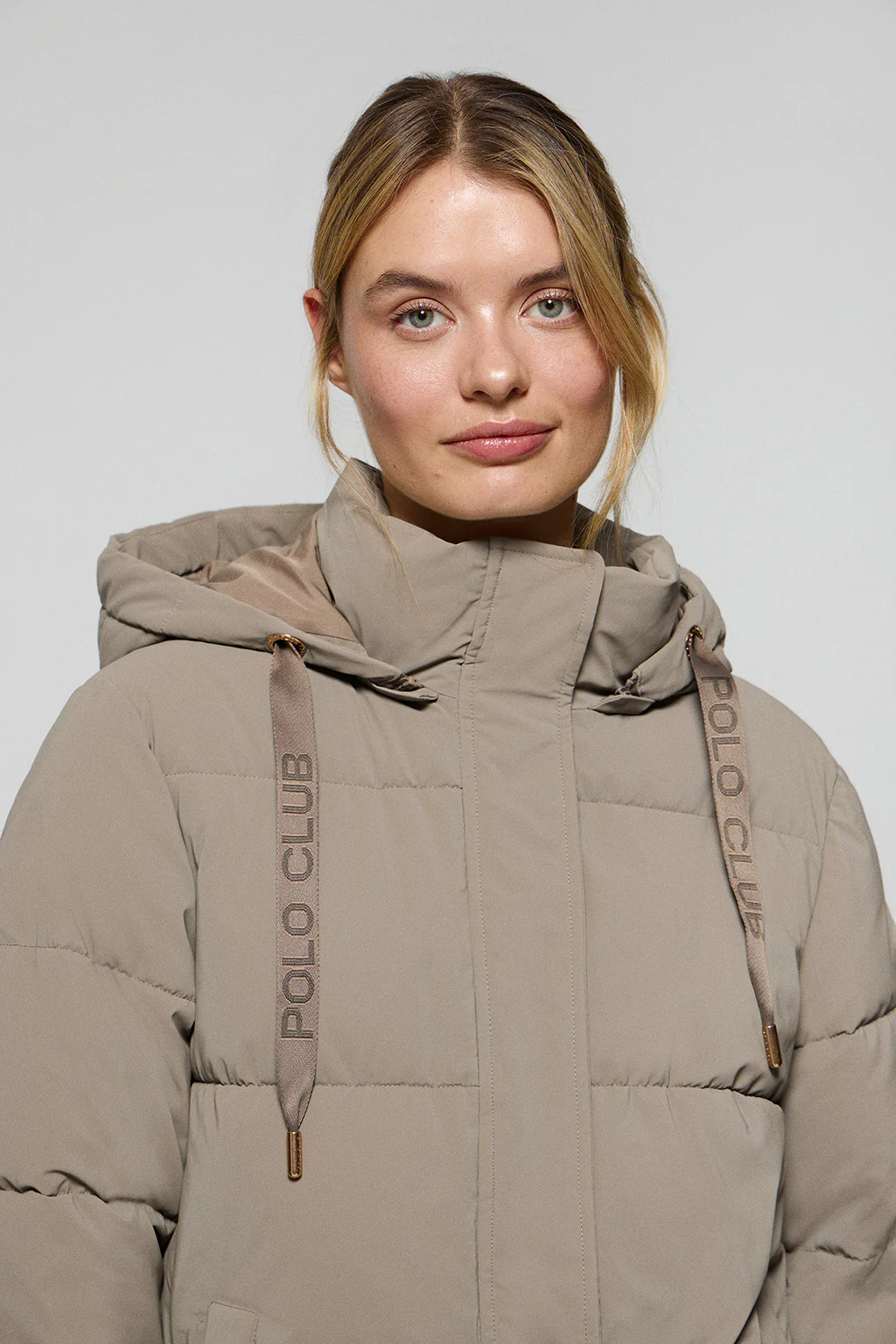 Taupe coat Roma with detachable hood and Polo Club details - Image 3