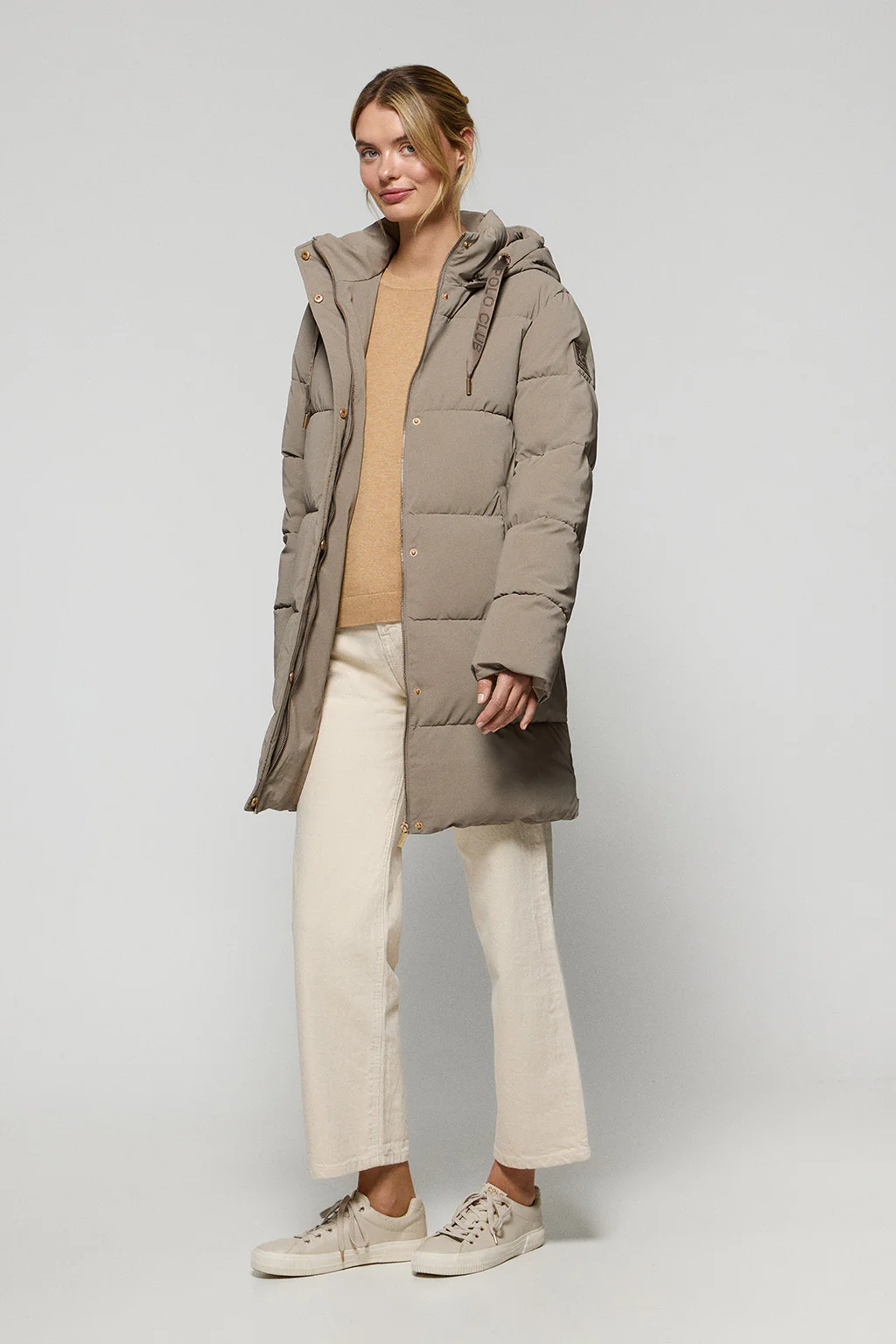 Taupe coat Roma with detachable hood and Polo Club details - Image 4