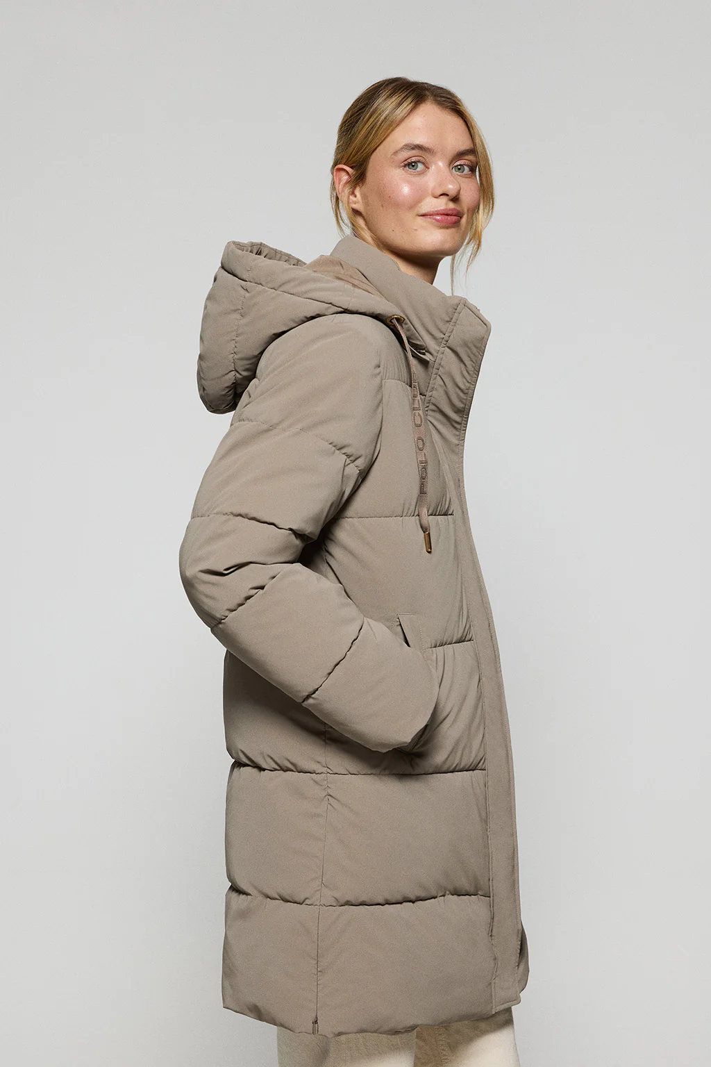 Taupe coat Roma with detachable hood and Polo Club details - Image 5