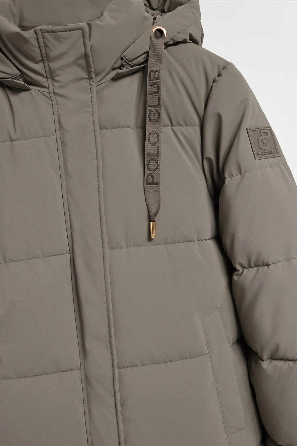 Taupe coat Roma with detachable hood and Polo Club details - Image 8