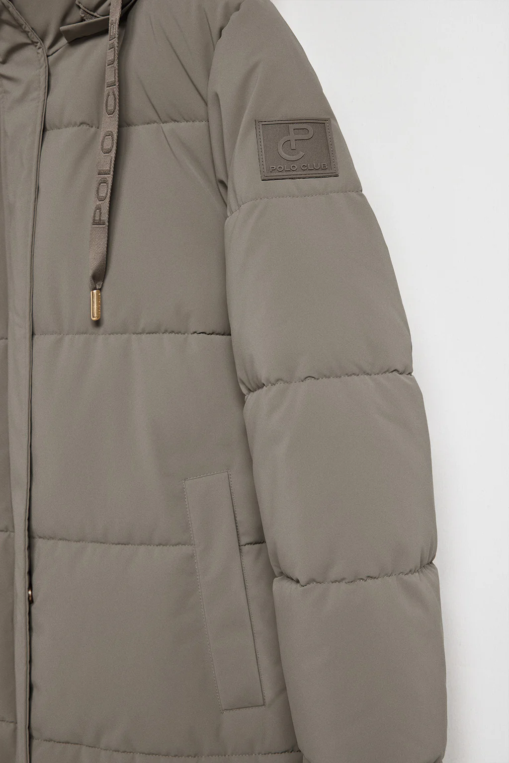 Taupe coat Roma with detachable hood and Polo Club details - Image 9