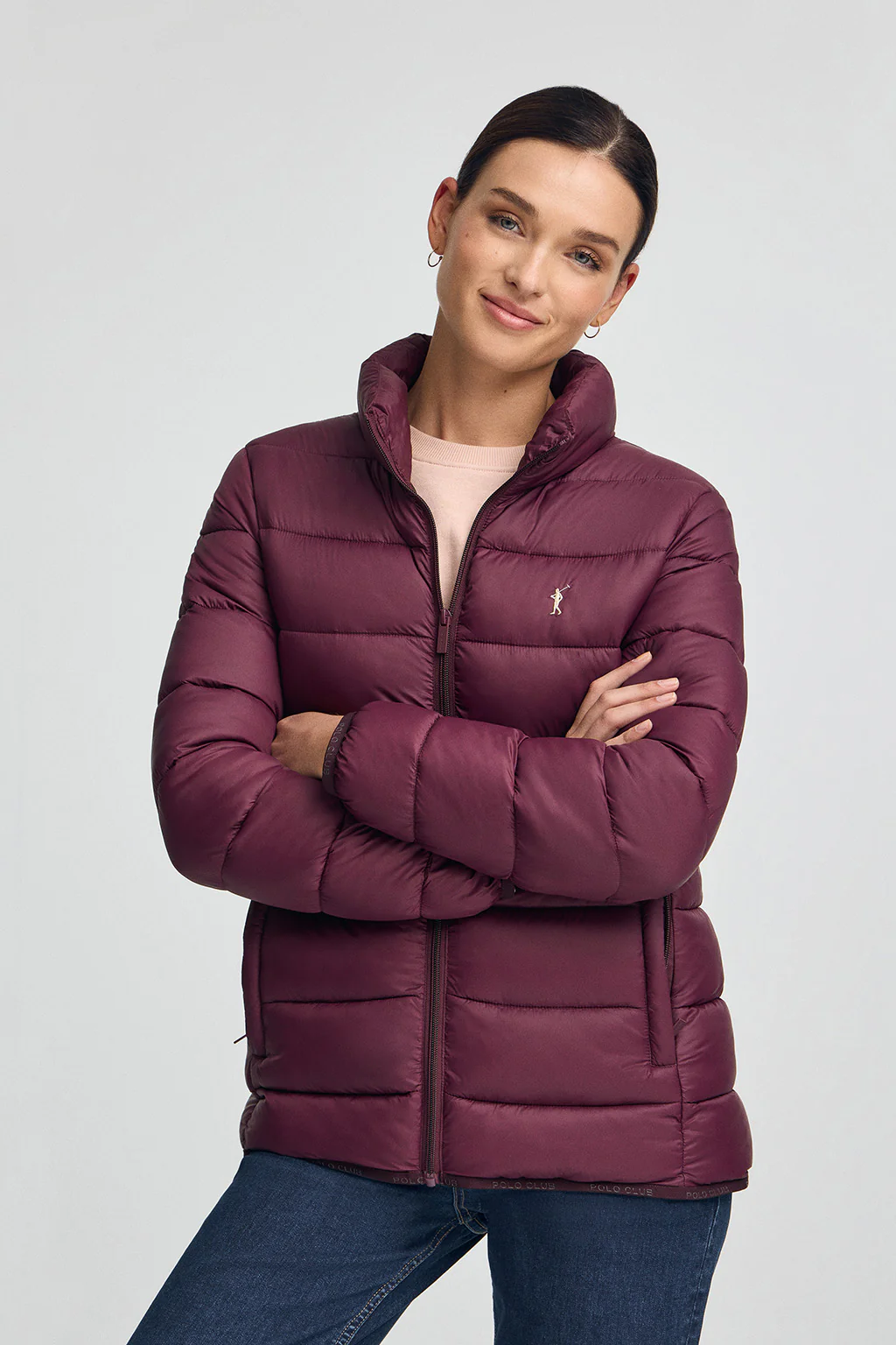 Burgundy jacket Salma Embroidery with Polo Club logo