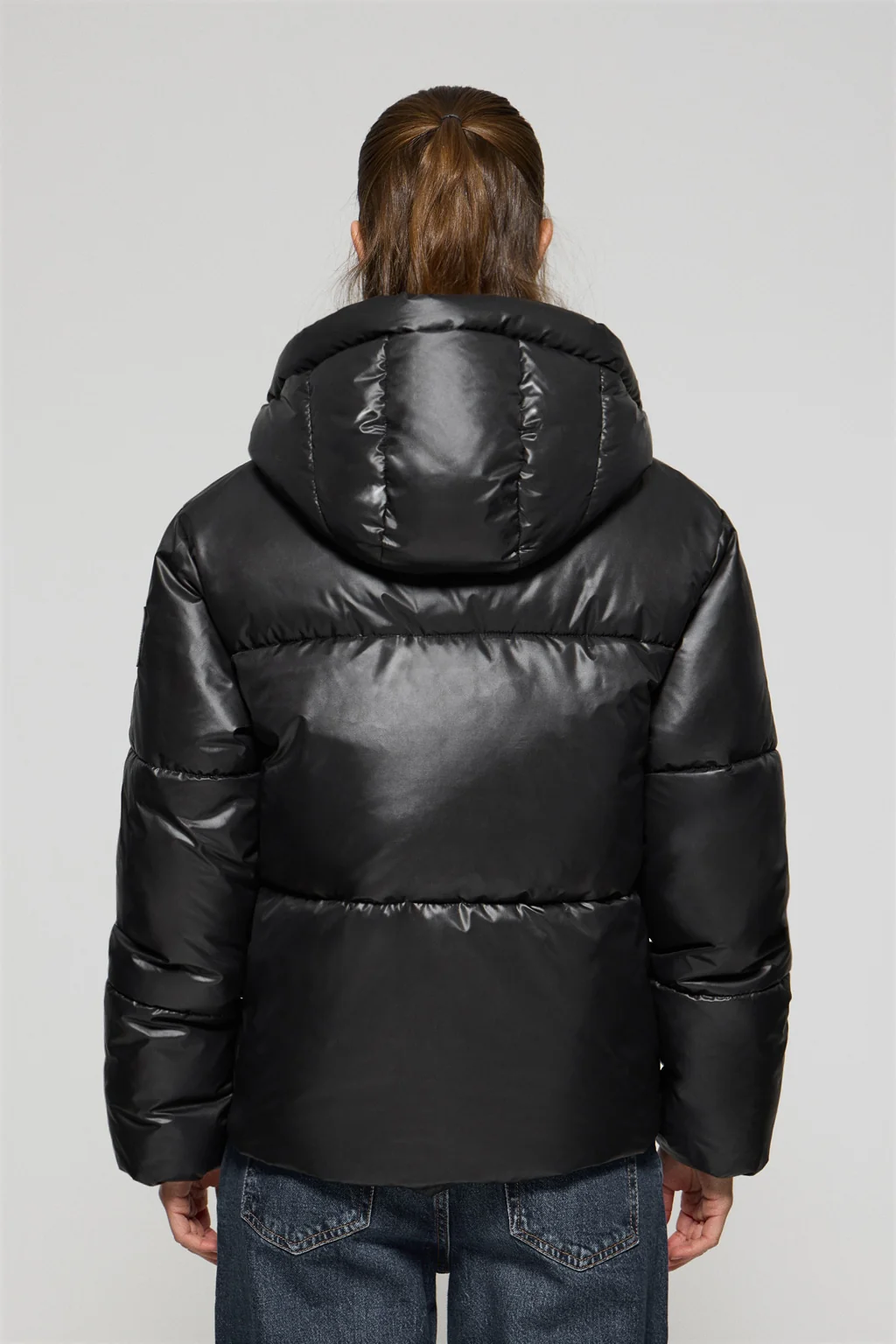 Black short puffer jacket Sidney with Polo Club details - Image 2