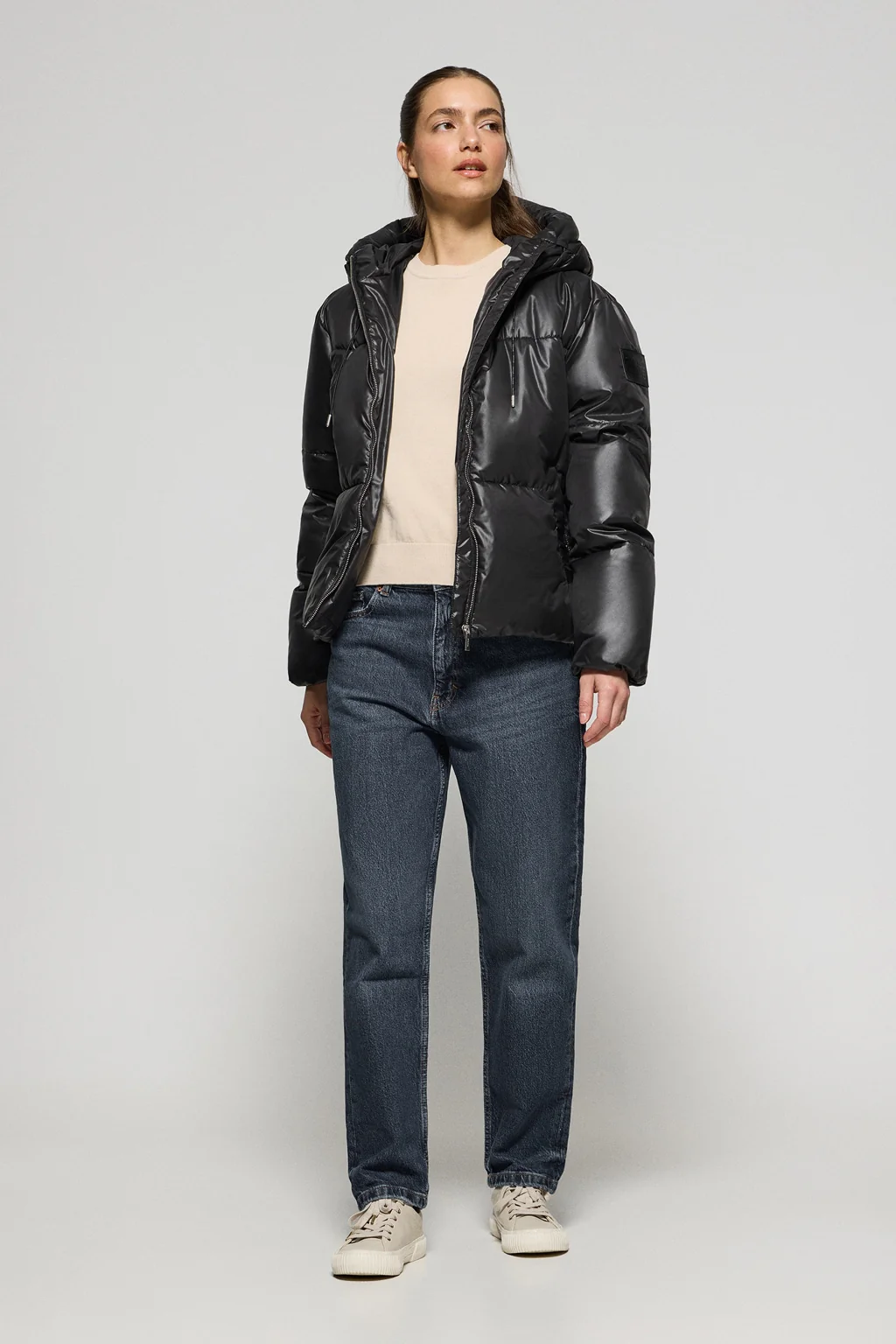 Black short puffer jacket Sidney with Polo Club details - Image 4