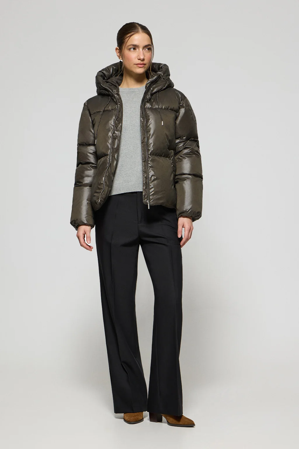 Green short puffer jacket Sidney with Polo Club details - Image 4