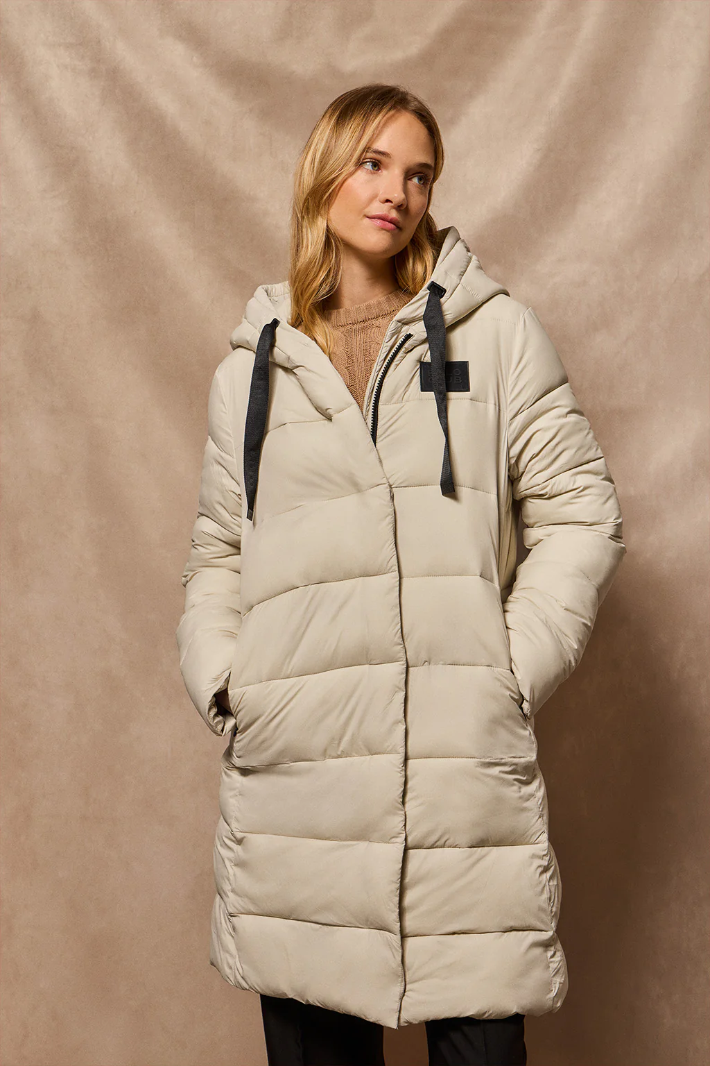 Beige coat Siena with fixed hood and Polo Club details - Image 13