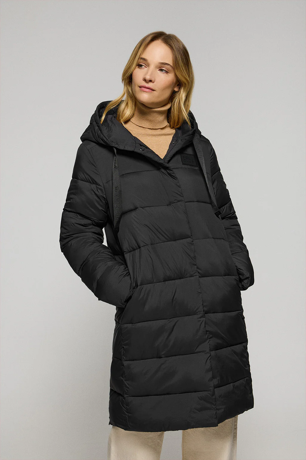 Black coat Siena with fixed hood and Polo Club details
