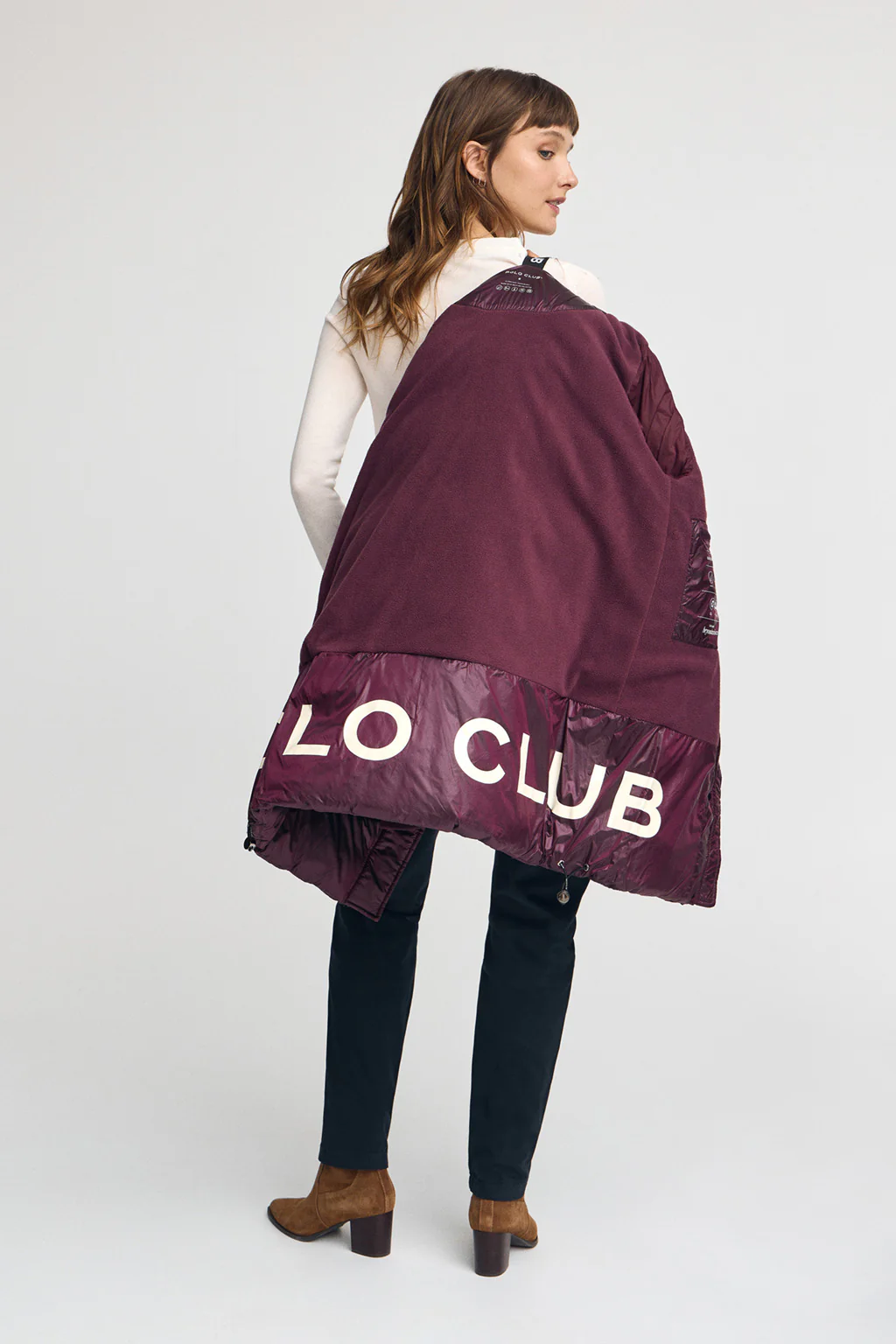 Maroon coat Silvon with Polo Club logo - Image 3