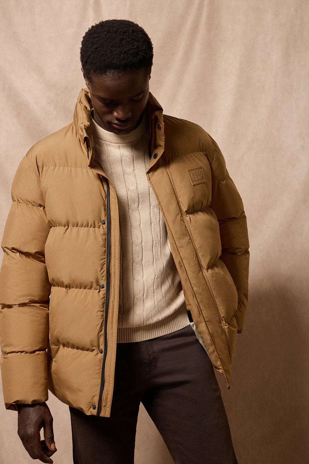 Camel puffer jacket Slope with Polo Club details - Image 7