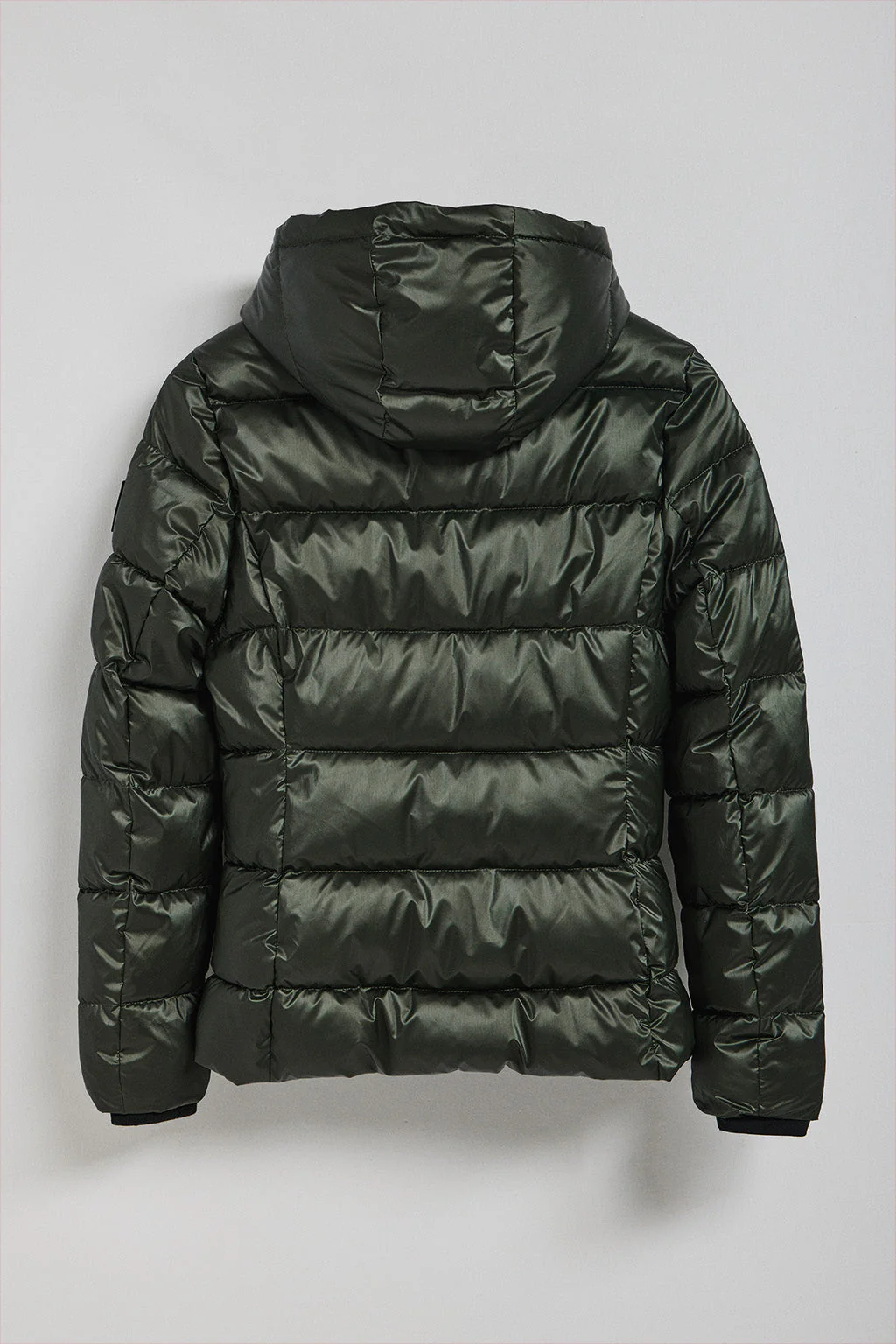Green glitter-effect short coat Snow with fixed hood and Polo Club details - Image 8