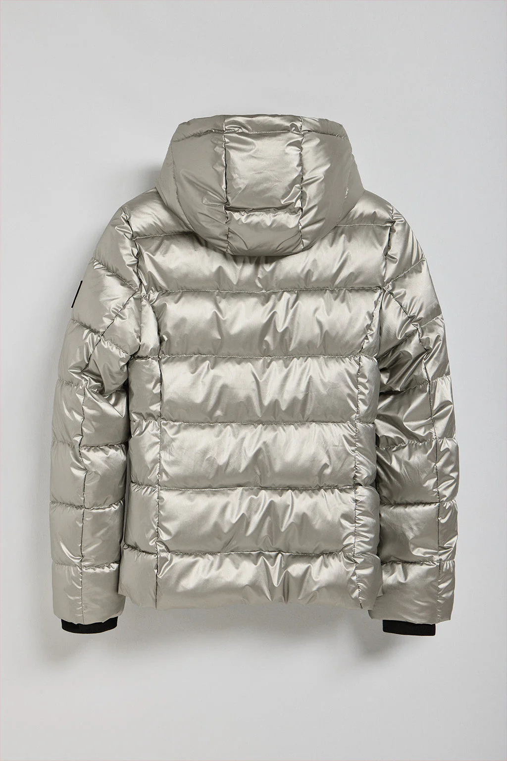 Platinum glitter-effect short coat Snow with fixed hood and Polo Club details - Image 8