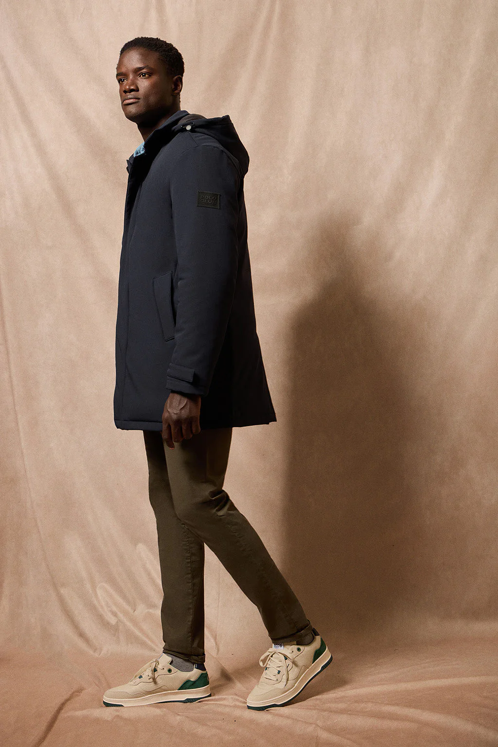 Navy-blue classic coat Soho with detachable hood and Polo Club details - Image 4