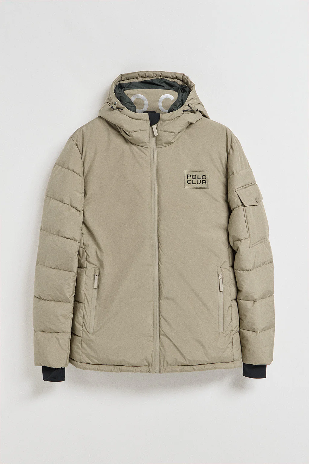 Beige puffer jacket St Moritz with fixed hood and Polo Club details - Image 13