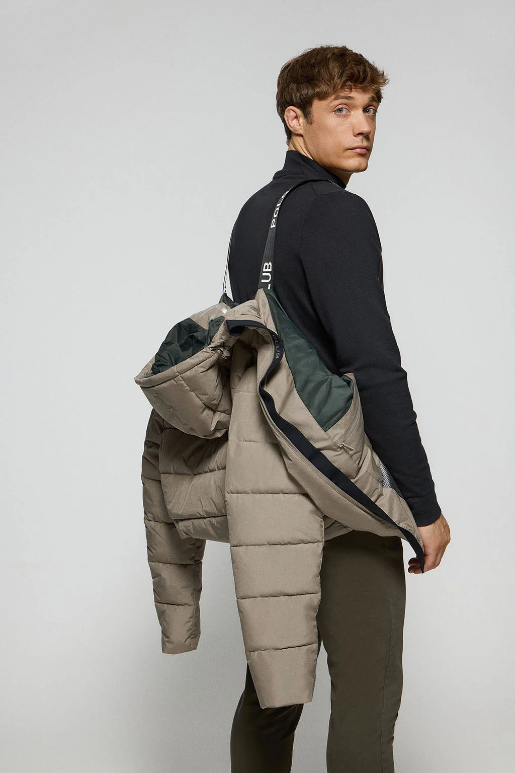 Beige puffer jacket St Moritz with fixed hood and Polo Club details - Image 4