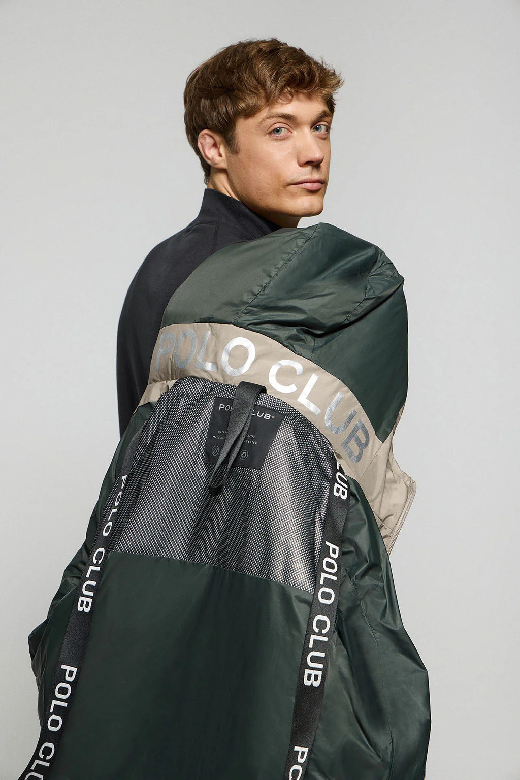 Beige puffer jacket St Moritz with fixed hood and Polo Club details - Image 5