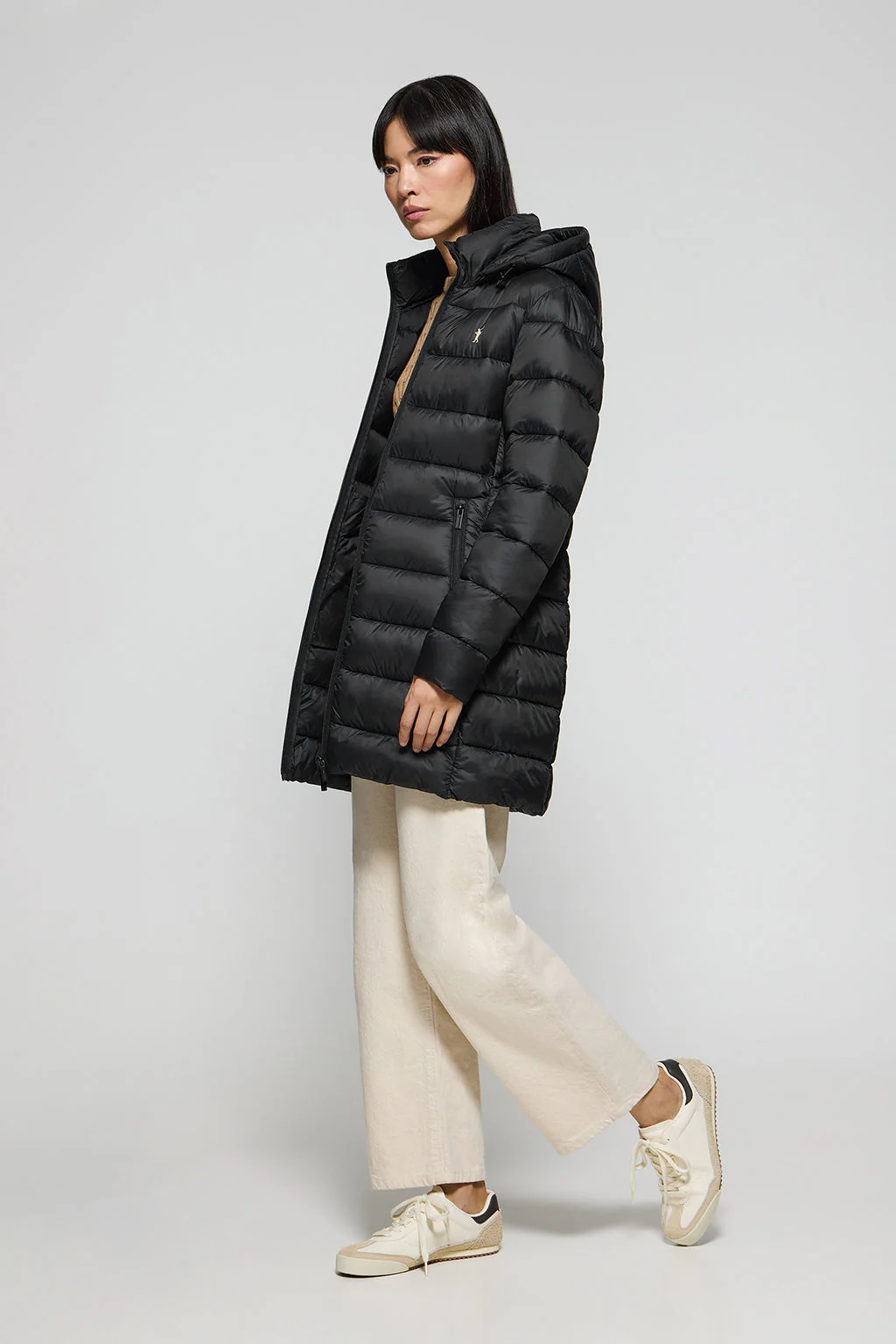 Black ultralight coat Suzette with Rigby Go embroidery - Image 2