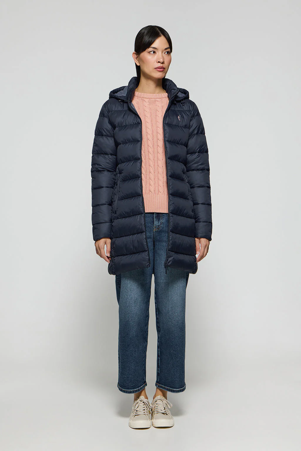 Navy-blue ultralight coat Suzette with Rigby Go embroidery - Image 2