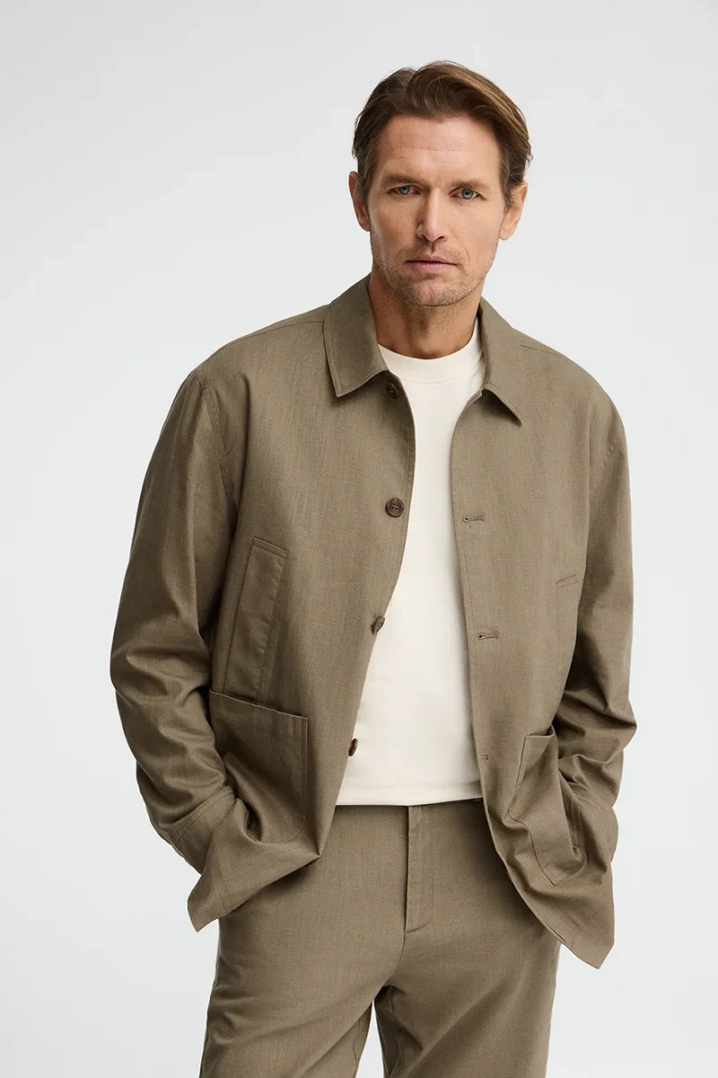 Khaki cotton-linen jacket Wayne by Polo Club