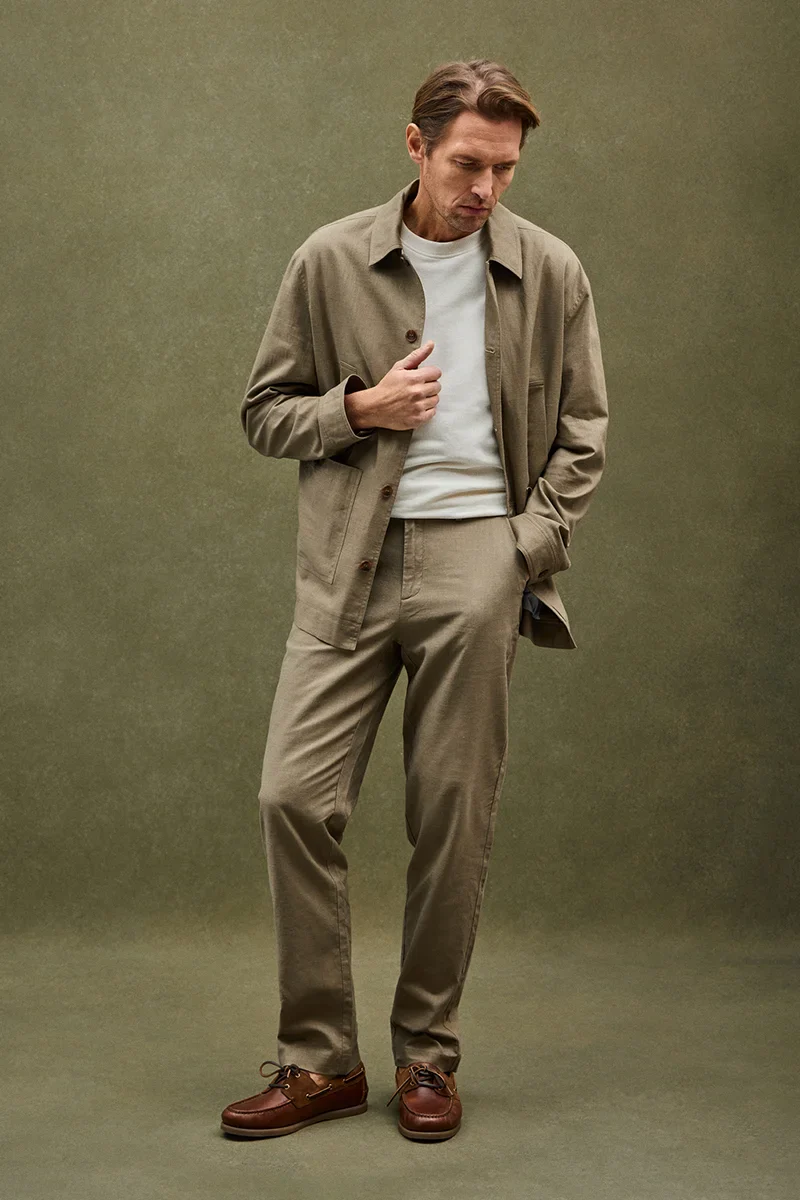 Khaki cotton-linen jacket Wayne by Polo Club - Image 2