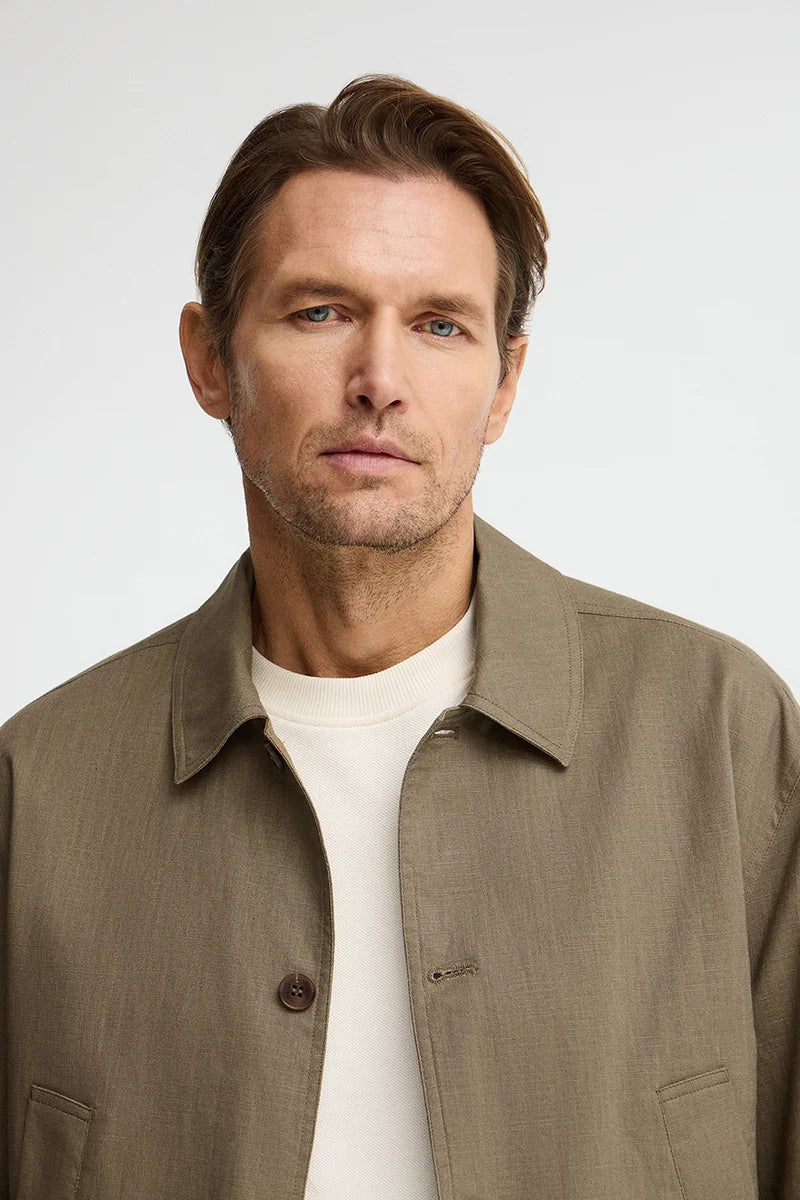 Khaki cotton-linen jacket Wayne by Polo Club - Image 3