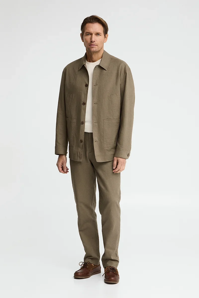 Khaki cotton-linen jacket Wayne by Polo Club - Image 4