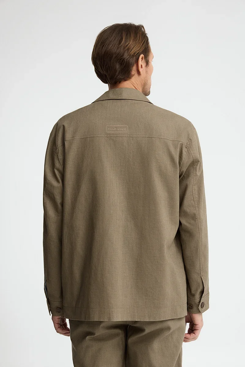 Khaki cotton-linen jacket Wayne by Polo Club - Image 6