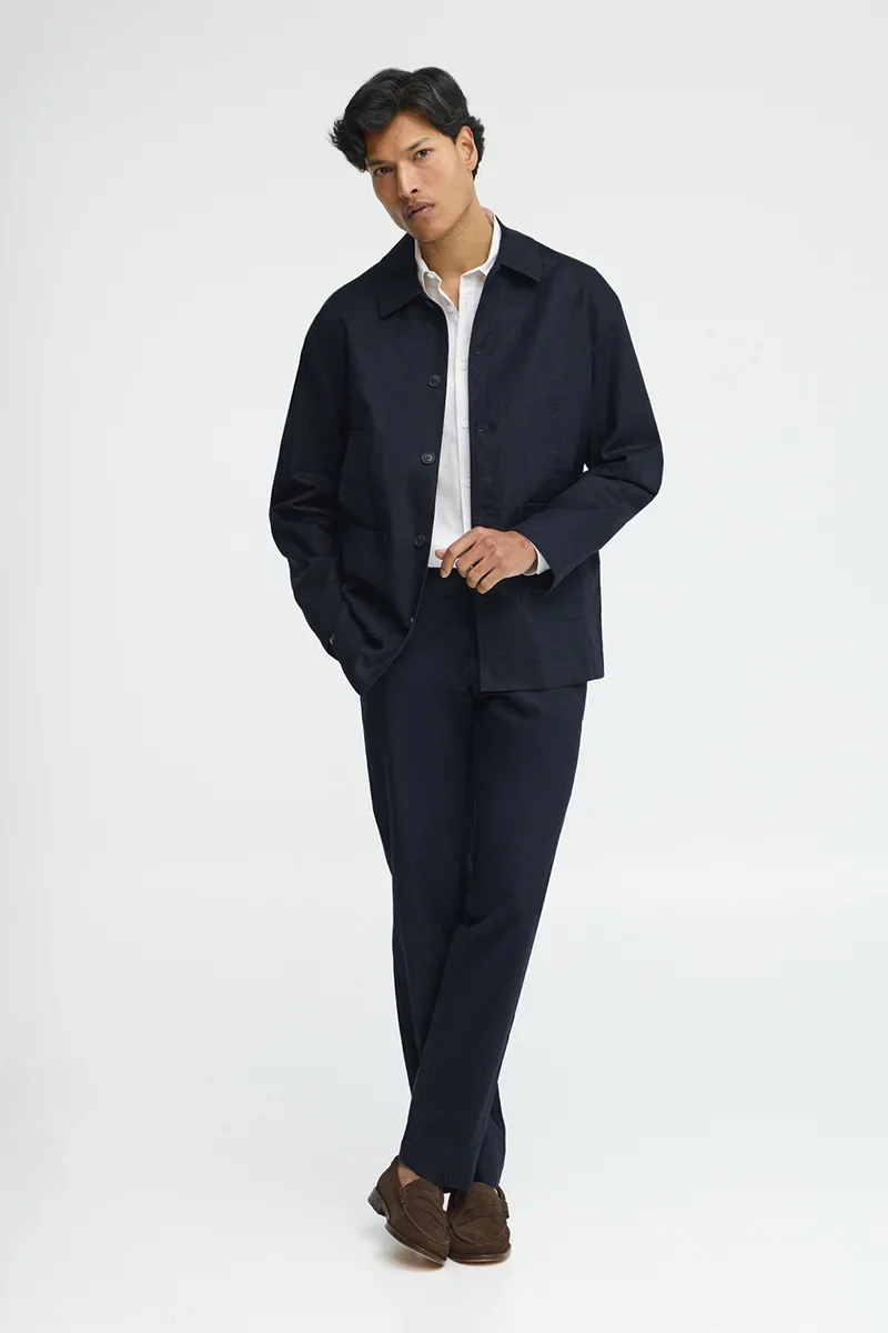 Navy-blue cotton-linen jacket Wayne by Polo Club - Image 4