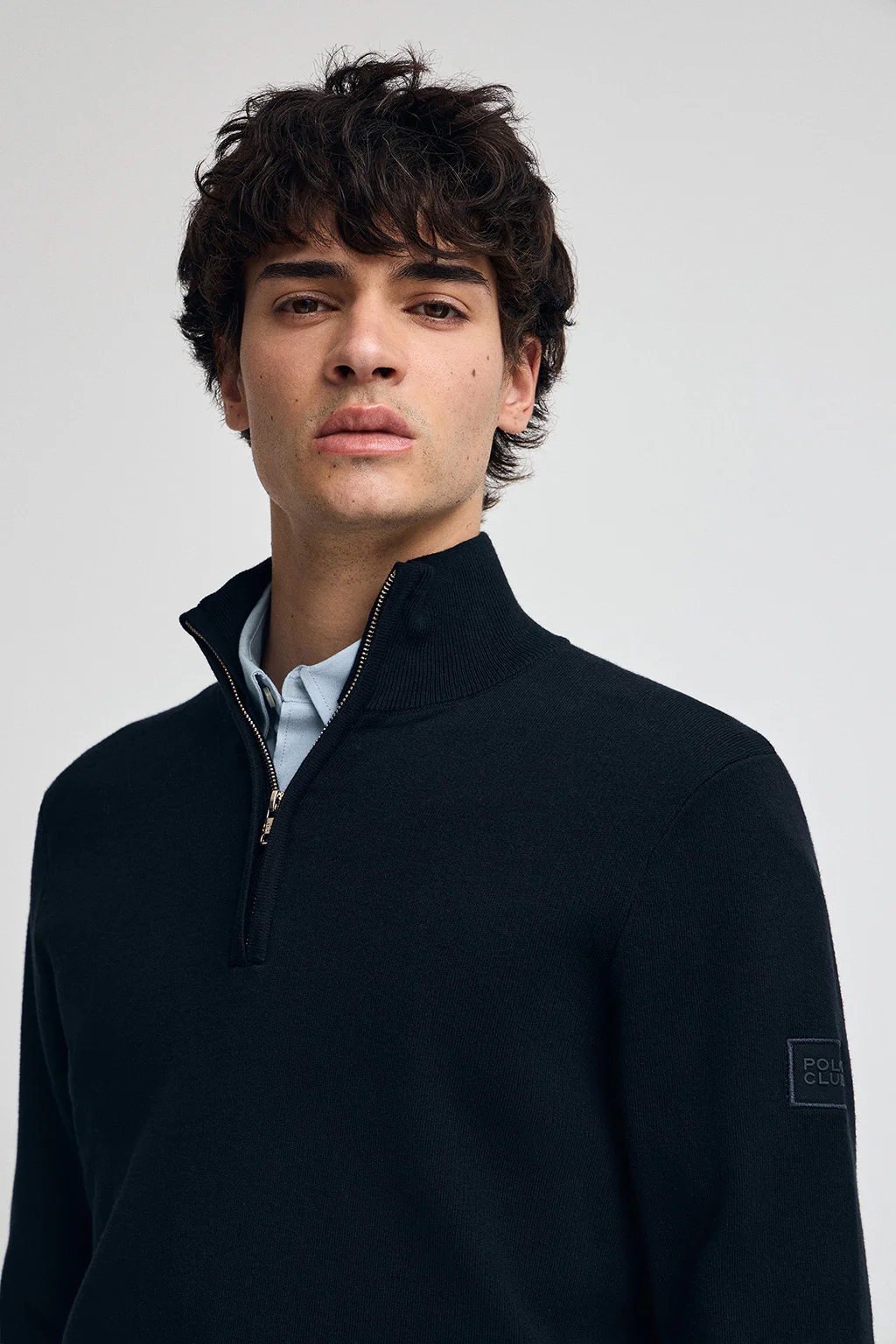 Navy-blue half-zip jumper with Polo Club patch - Image 3