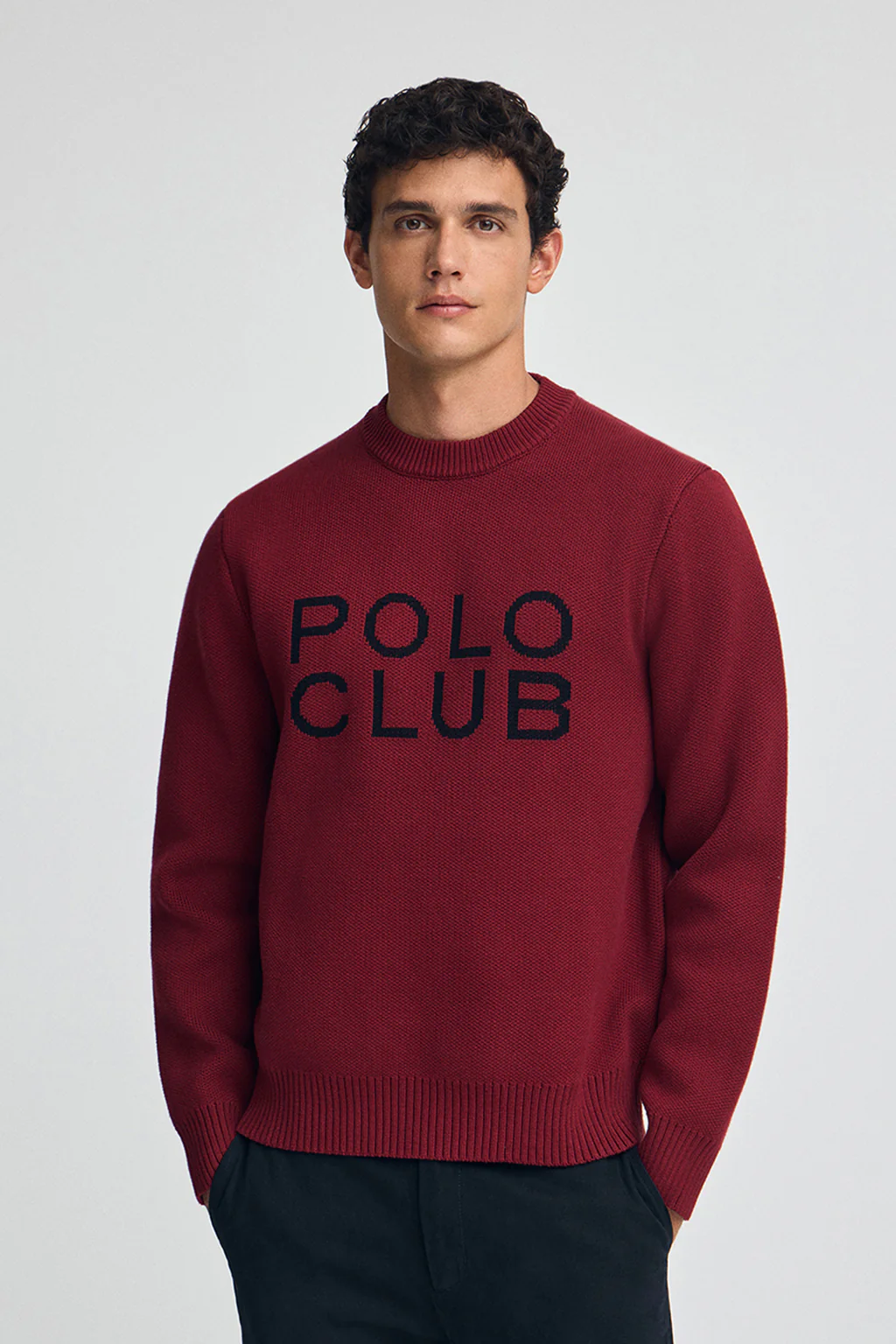 Maroon knit jumper with contrast Polo Club logo