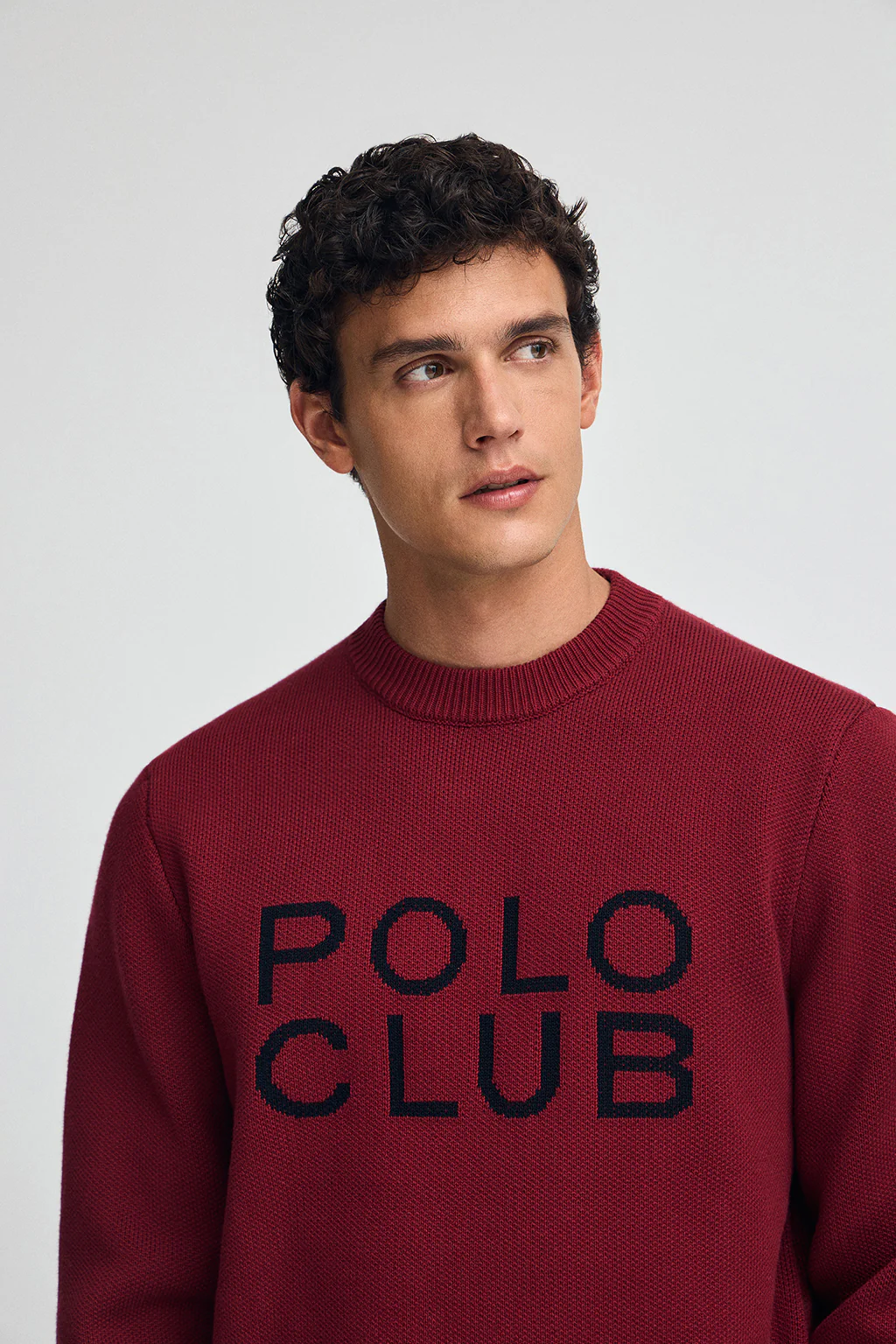 Maroon knit jumper with contrast Polo Club logo - Image 2