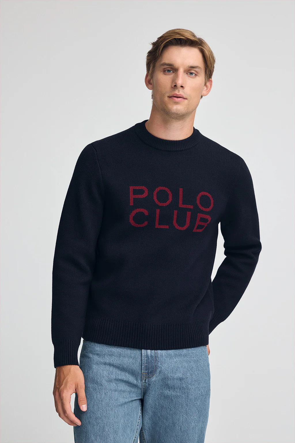 Navy-blue knit jumper with contrast Polo Club logo - Image 3