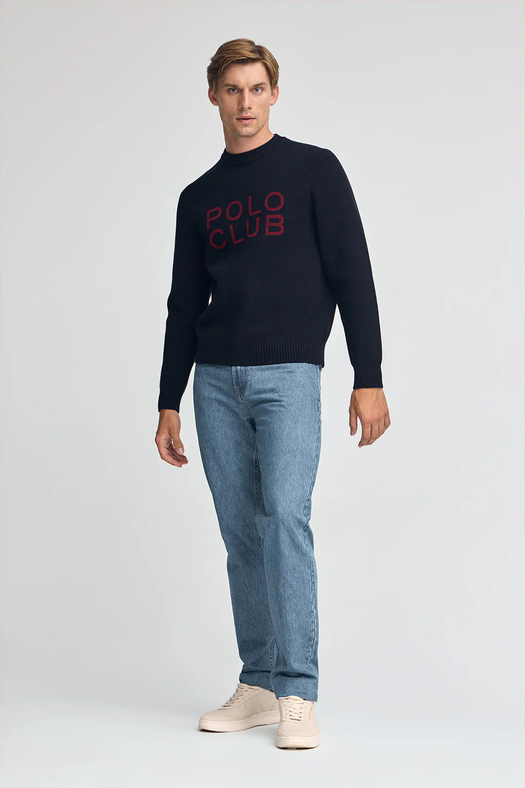 Navy-blue knit jumper with contrast Polo Club logo - Image 4